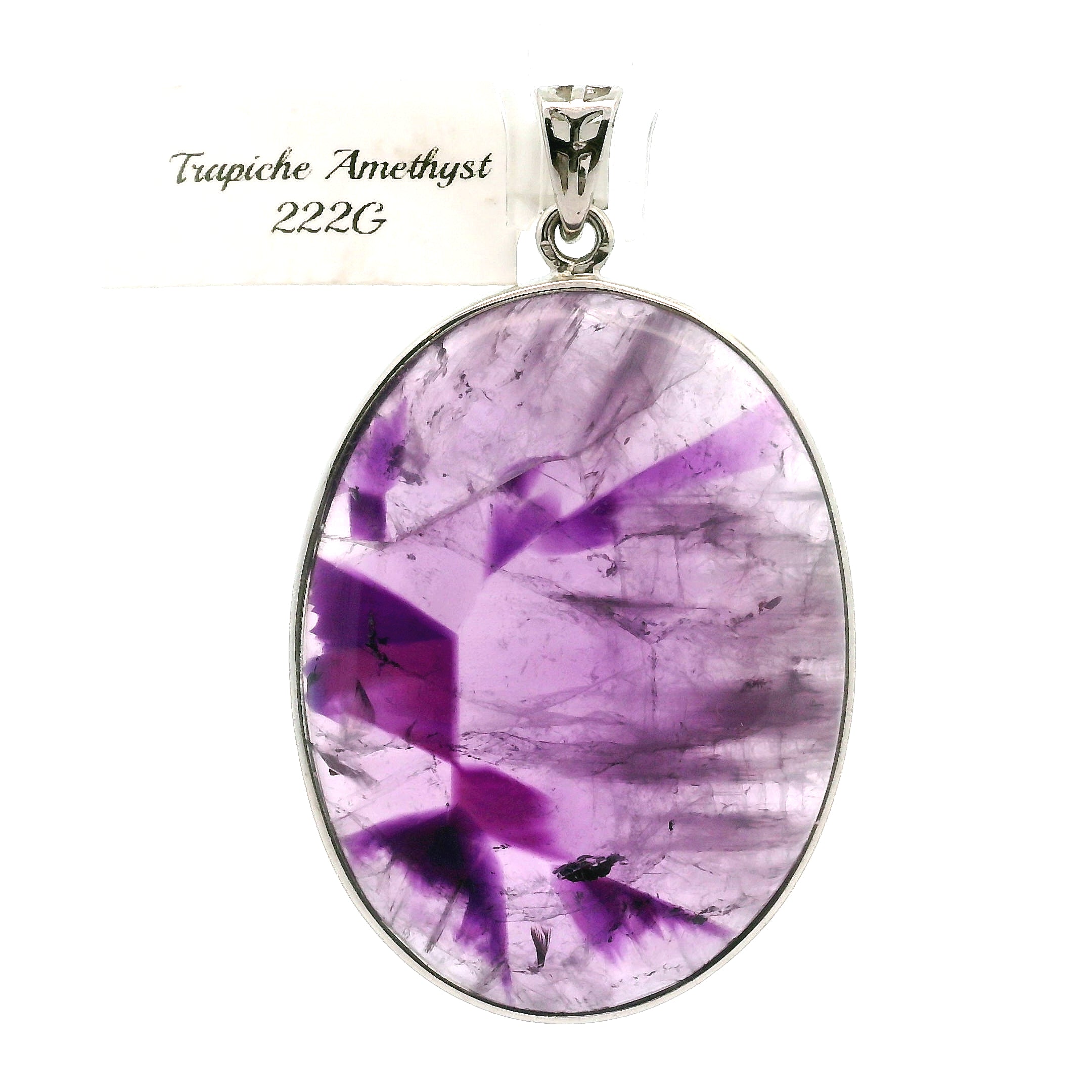 Trapiche Amethyst Pendant .925 Silver for Spiritual Growth and Clarity