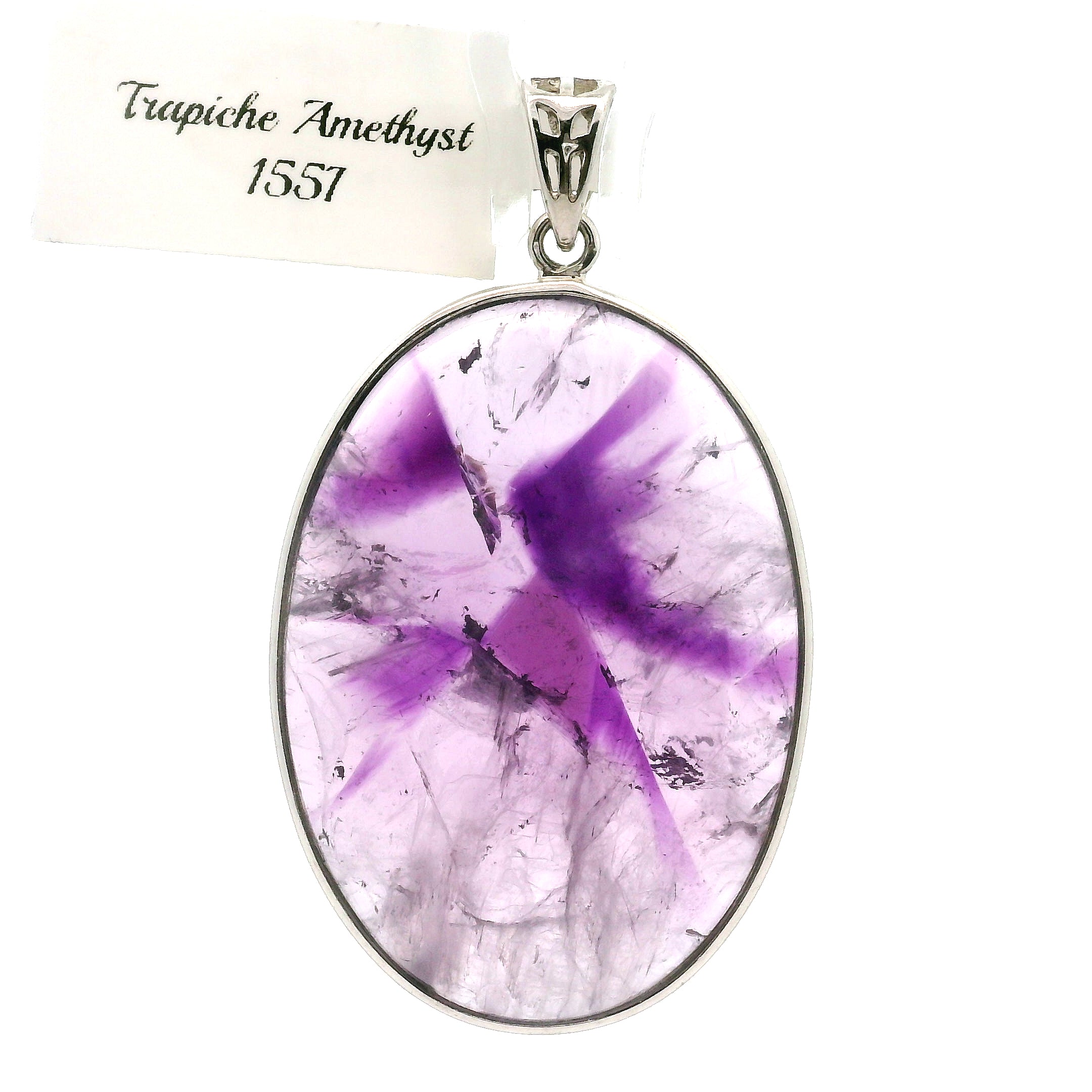Trapiche Amethyst Pendant .925 Silver for Spiritual Growth and Clarity