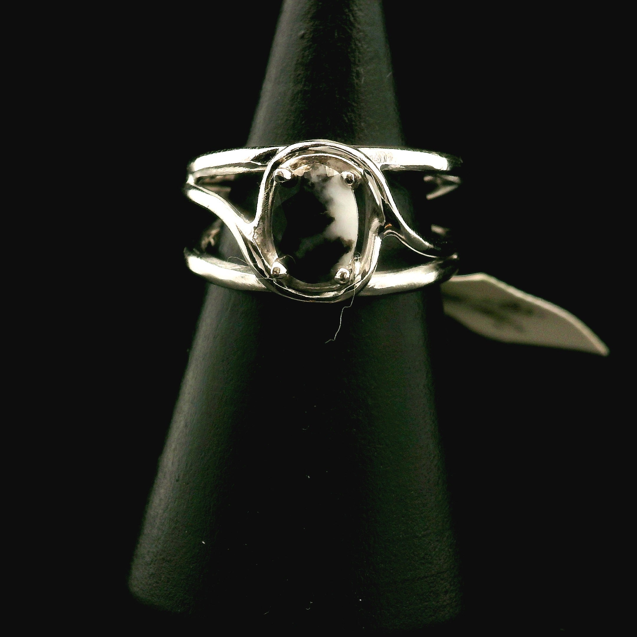 Zebra Agate Faceted Midi Ring 925 Silver for Balance, Clearing Blockages and Releasing Negativity