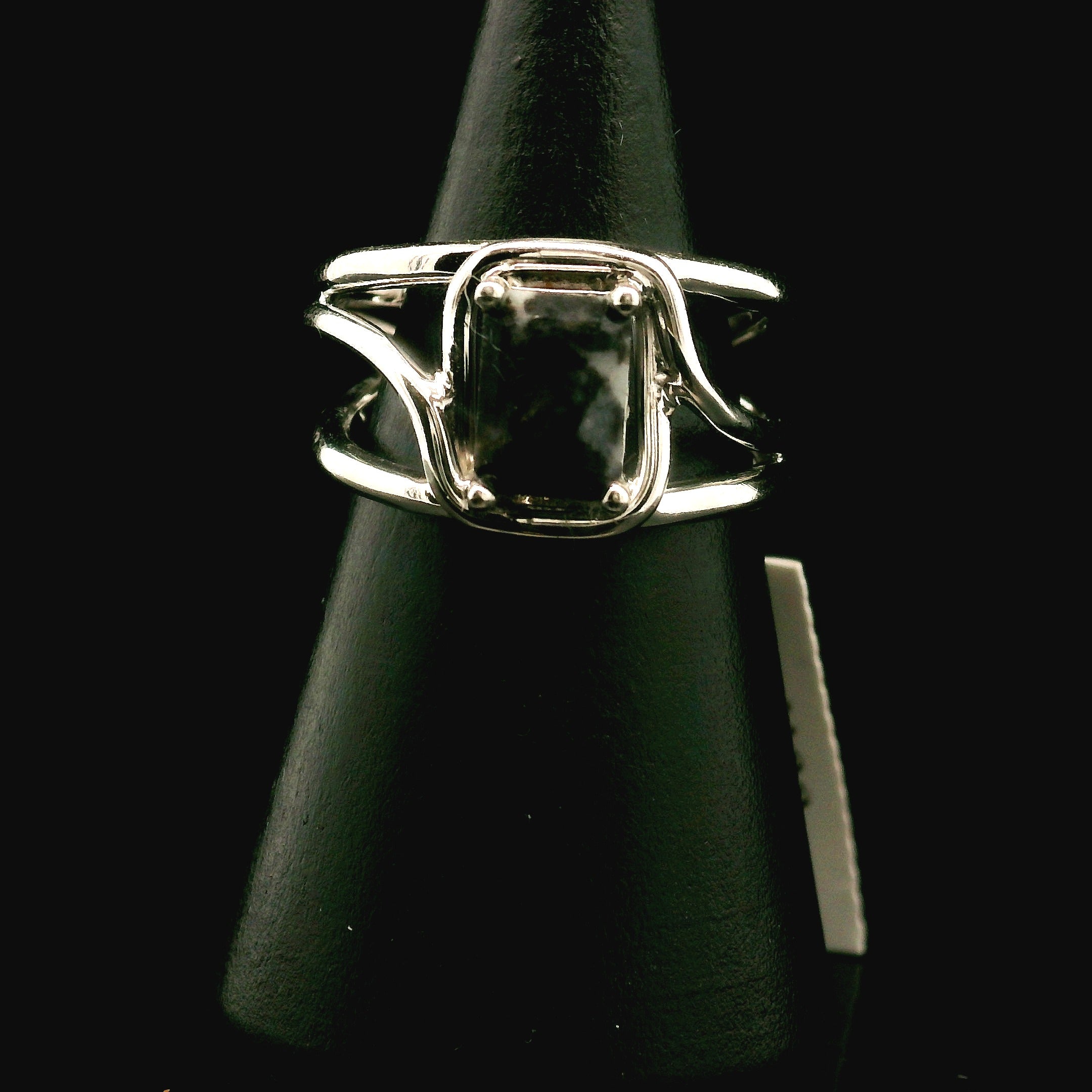 Zebra Agate Faceted Midi Ring 925 Silver for Balance, Clearing Blockages and Releasing Negativity