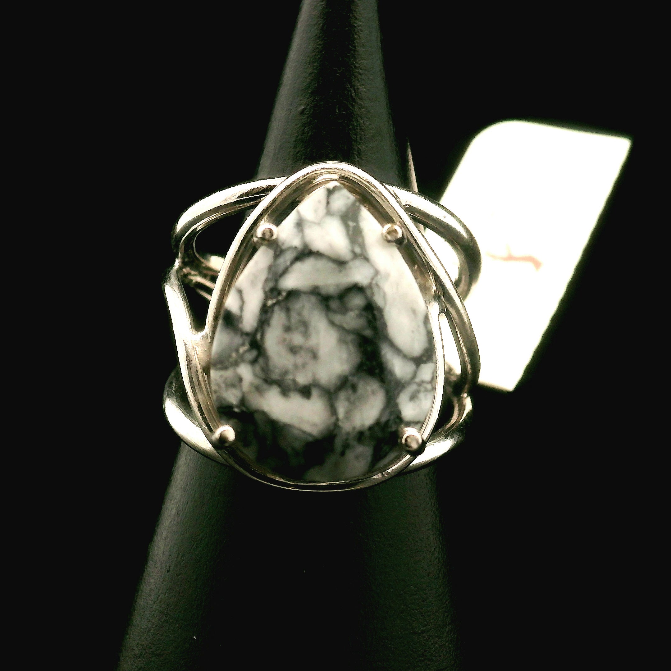 Pinolite Cuff Ring 925 Silver for Inner Peace and Emotional Balance
