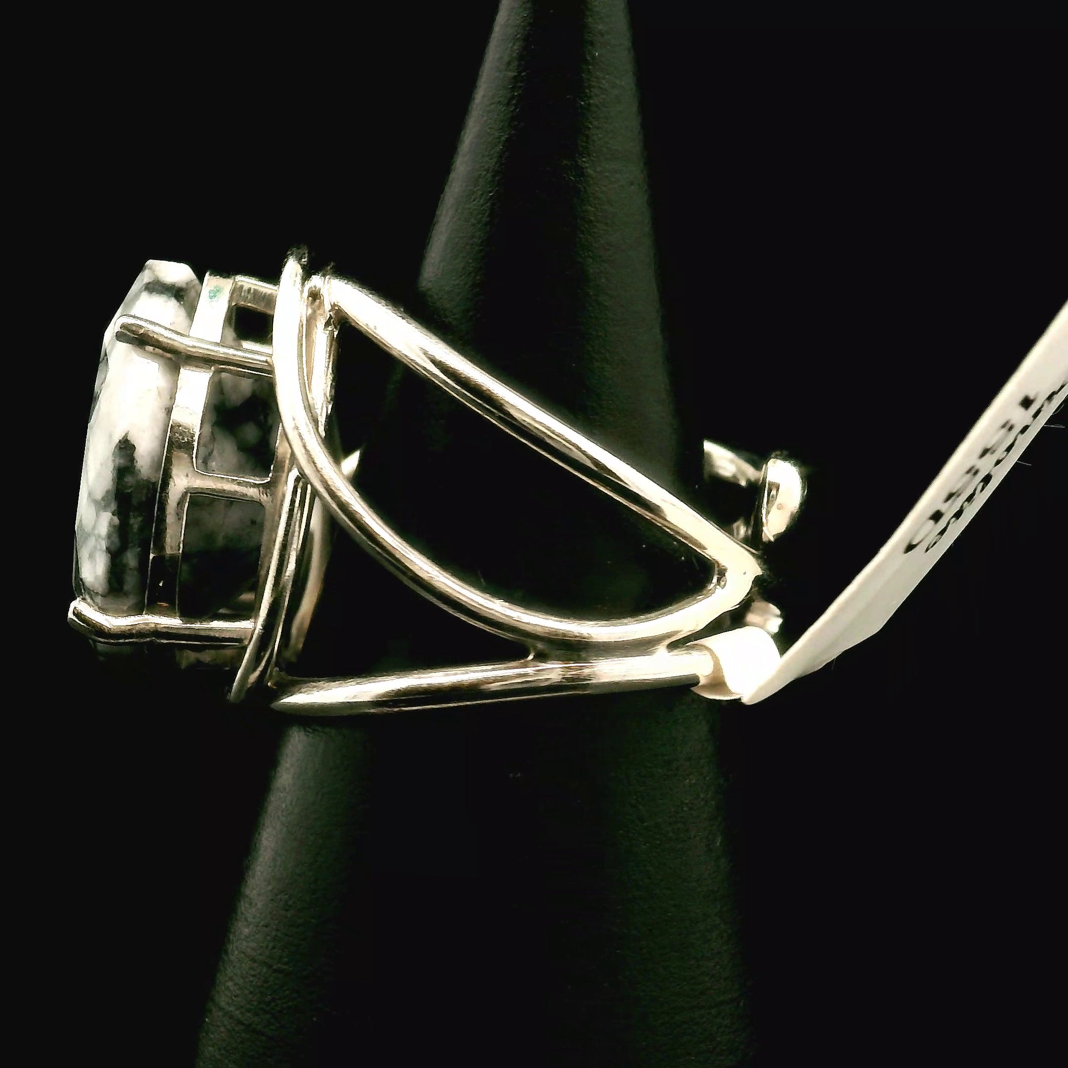 Pinolite Cuff Ring 925 Silver for Inner Peace and Emotional Balance