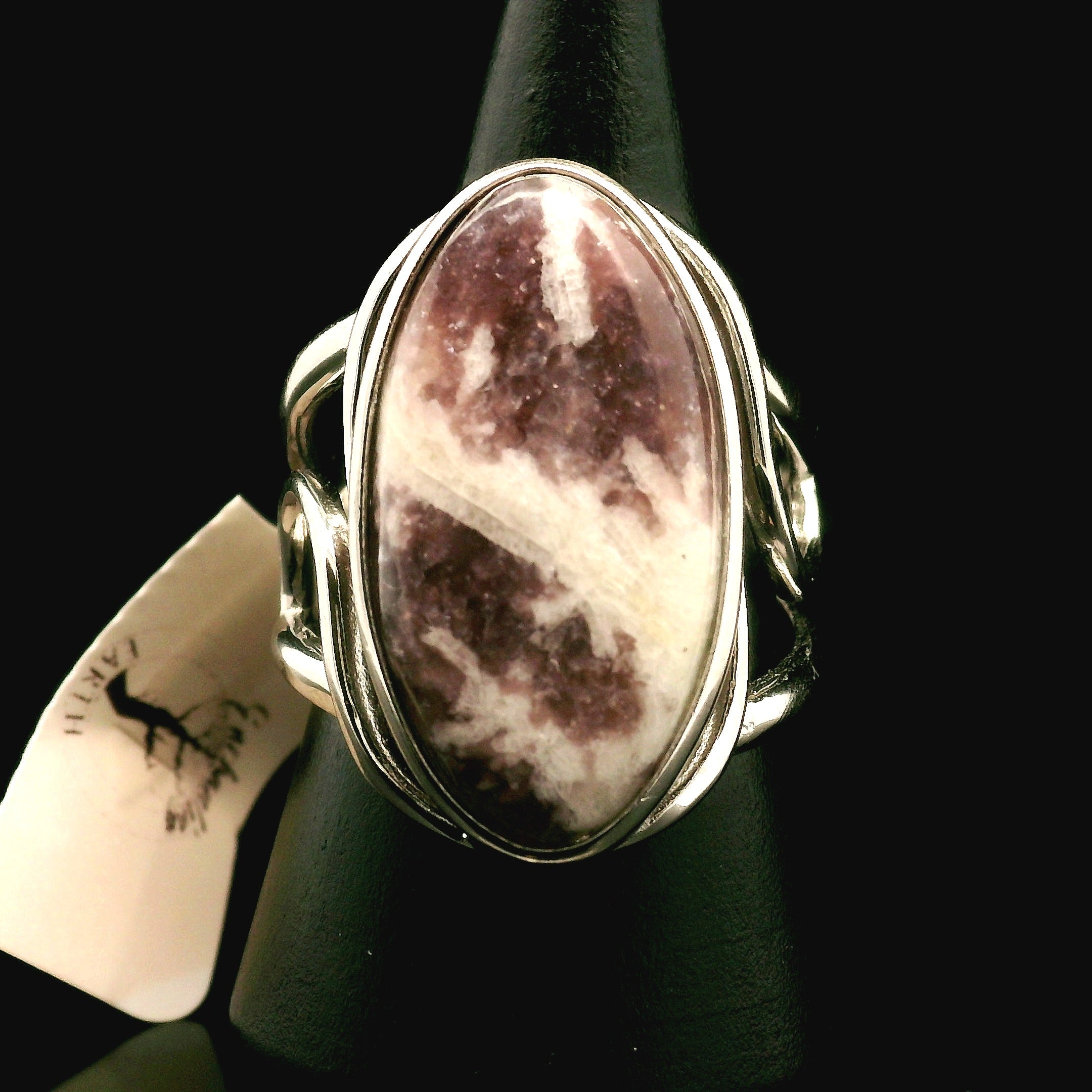 Divine Euphoralite Cuff Ring 925 Silver for Peace, Relaxation and Connection to Higher Realms