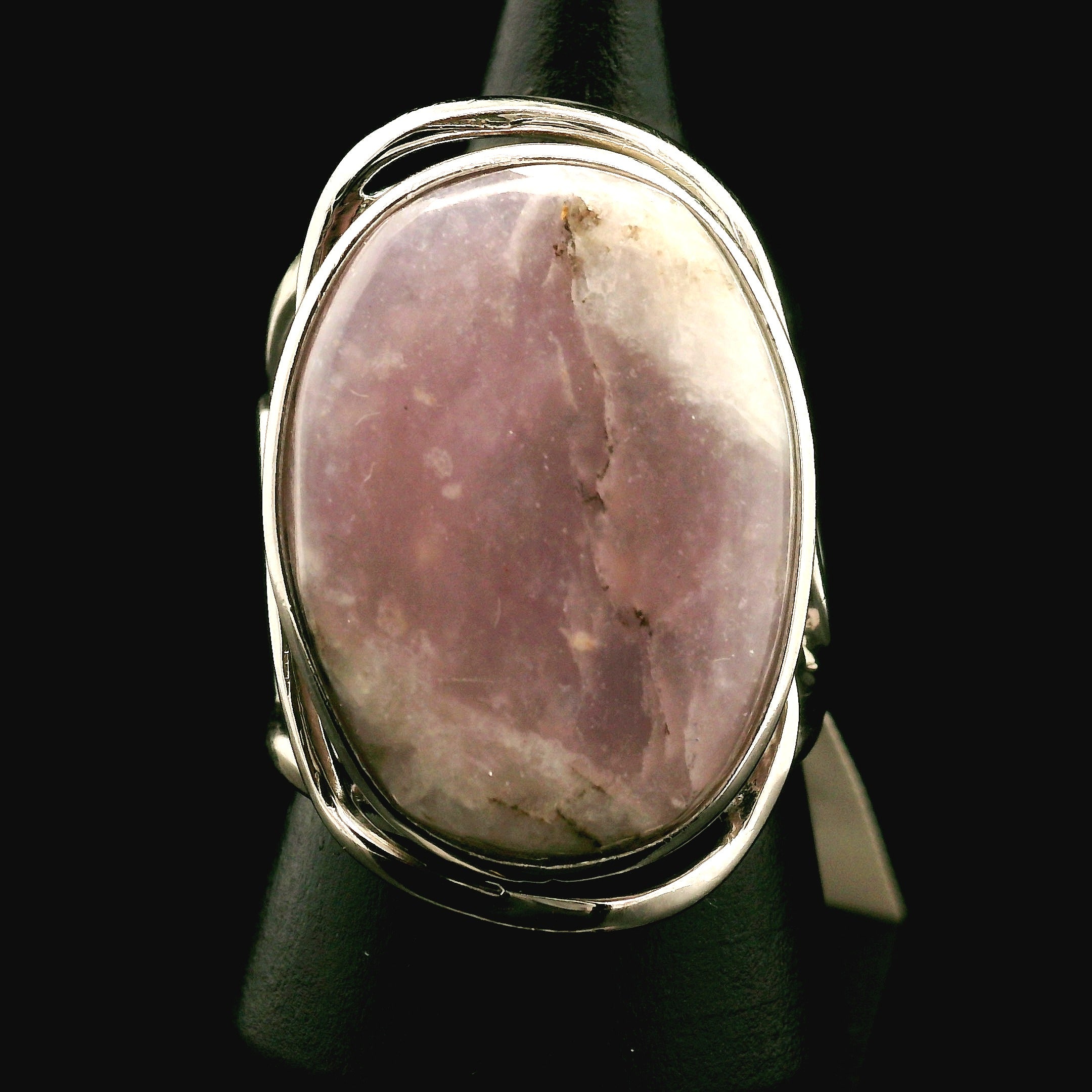 Electric Euphoralite Cuff Ring 925 Silver for Protection, Love, Stress Relief and Mental Clarity