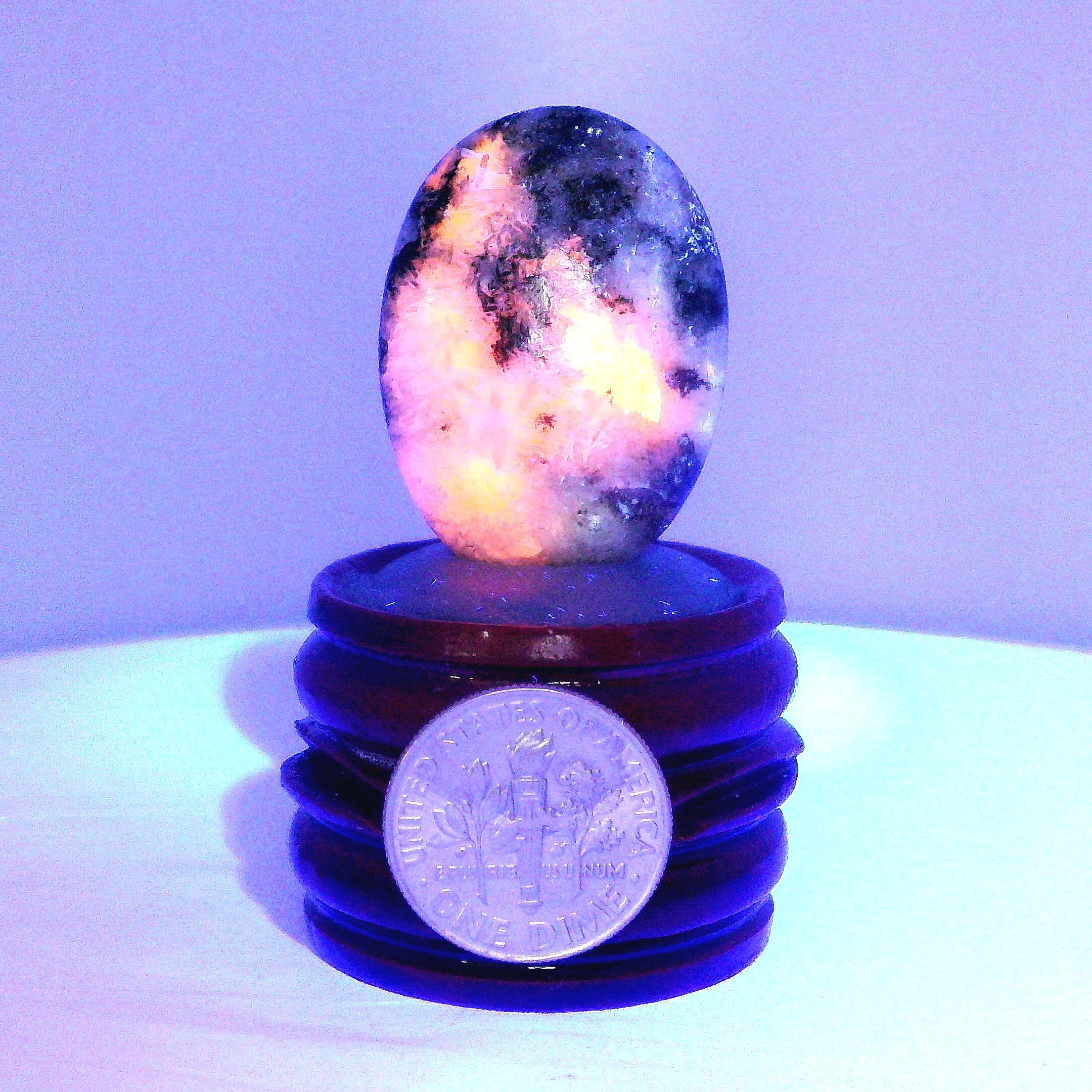 Tugtupite Palm Stone for Joy, Manifestation, Romance, Relationship Healing and Good Luck