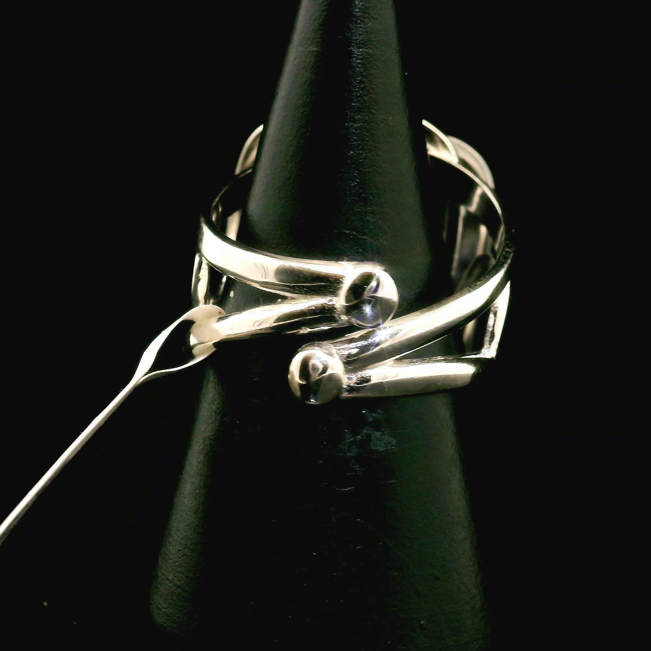 Storm Euphoralite Cuff Ring 925 Silver for Strong Support and Relief for Any Situation