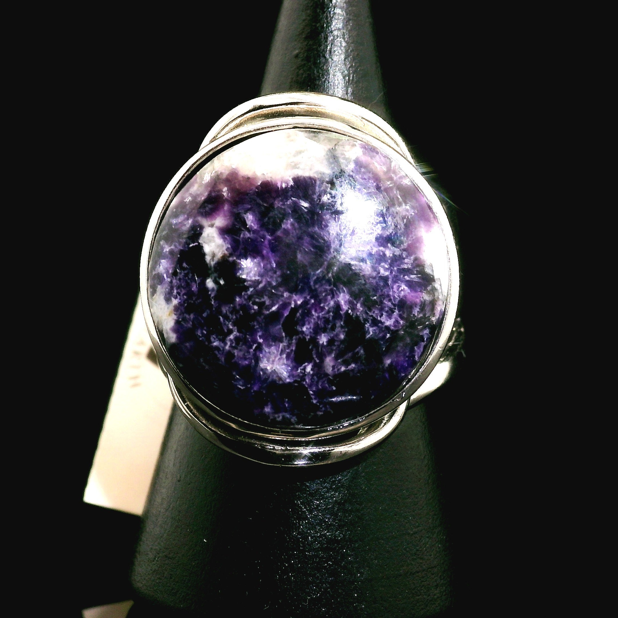 Storm Euphoralite Cuff Ring 925 Silver for Strong Support and Relief for Any Situation