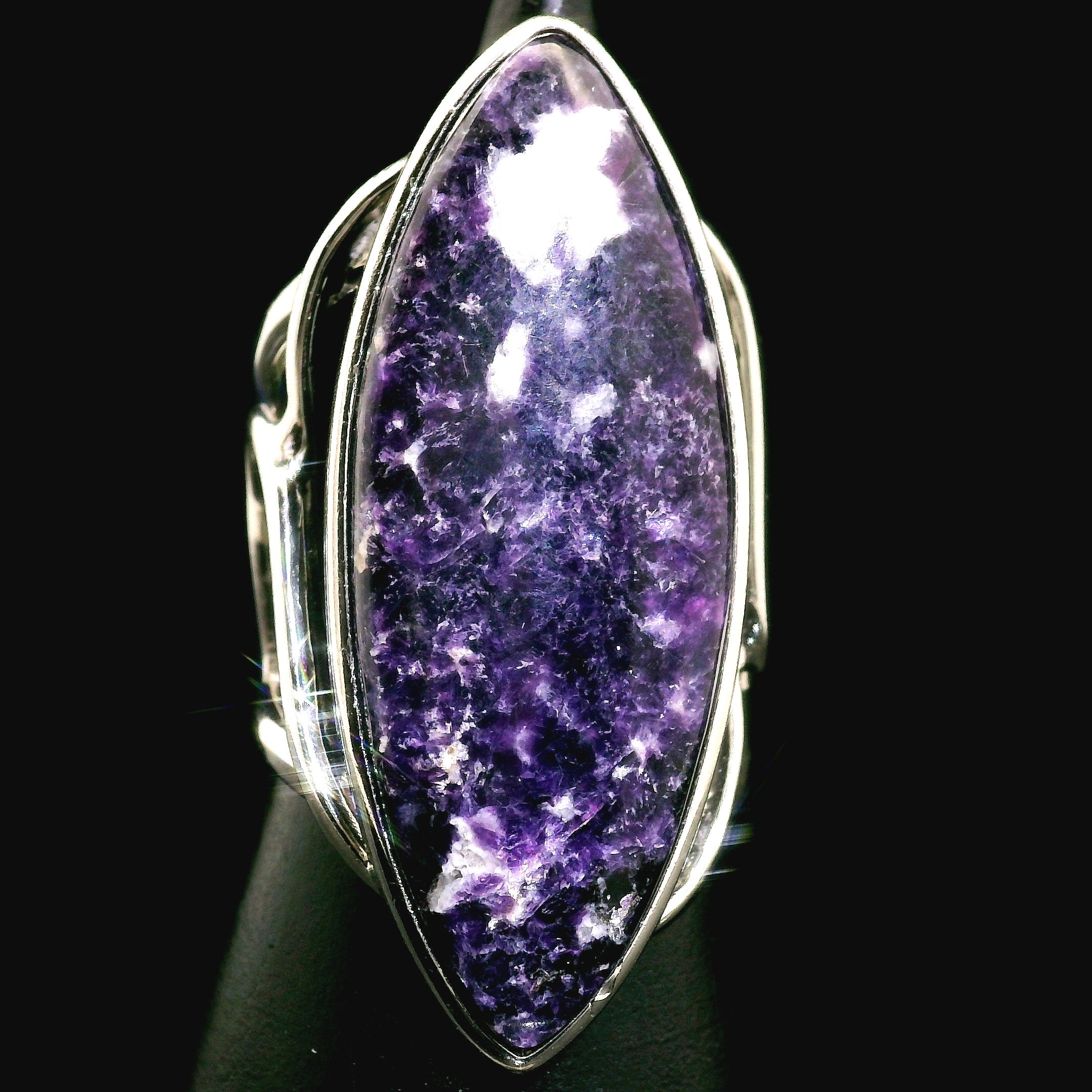 Storm Euphoralite Cuff Ring 925 Silver for Strong Support and Relief for Any Situation