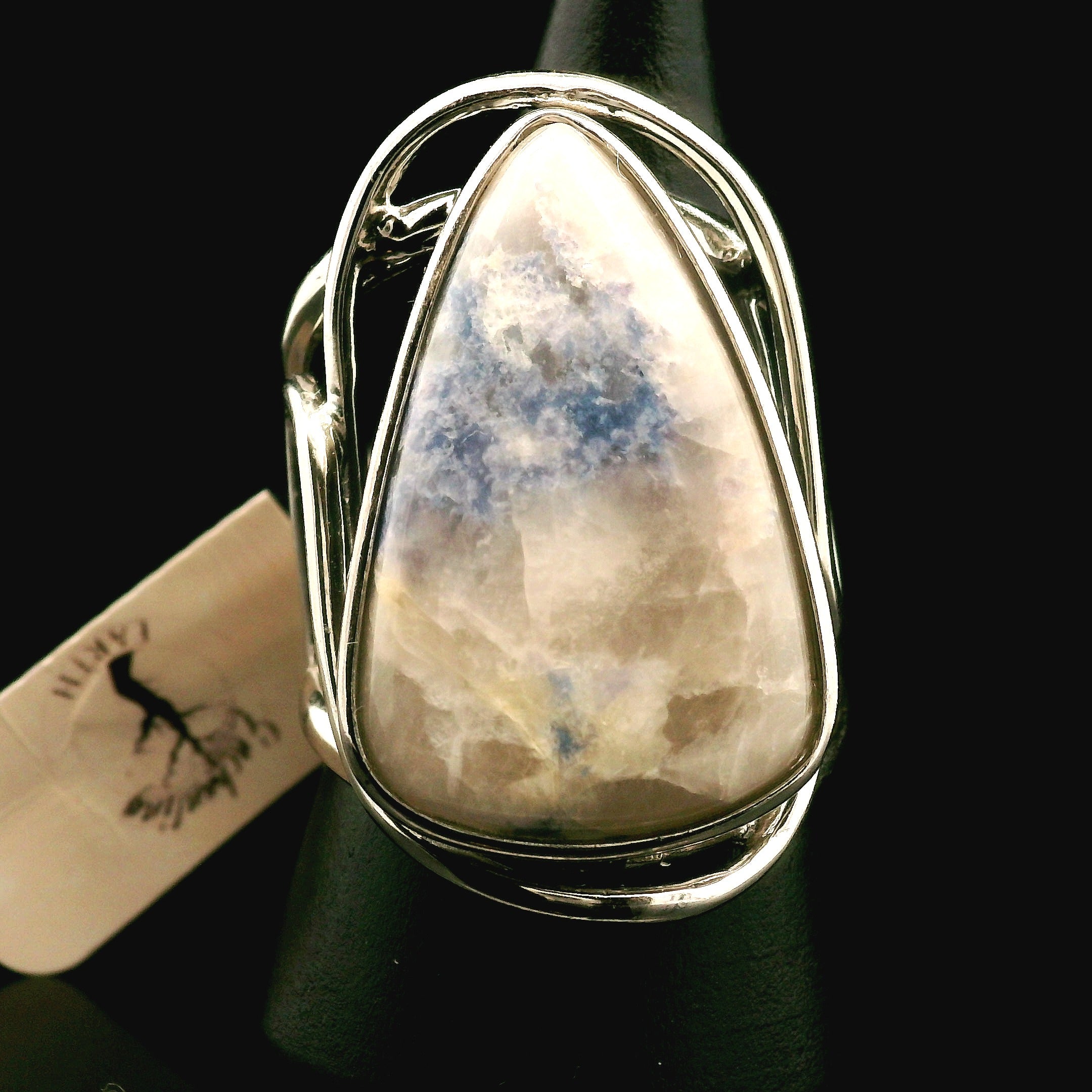 Enchanted Euphoralite Cuff Ring 925 Silver for Connection with Higher Realms, Intuition, Good Luck and Creation of your Dream Life