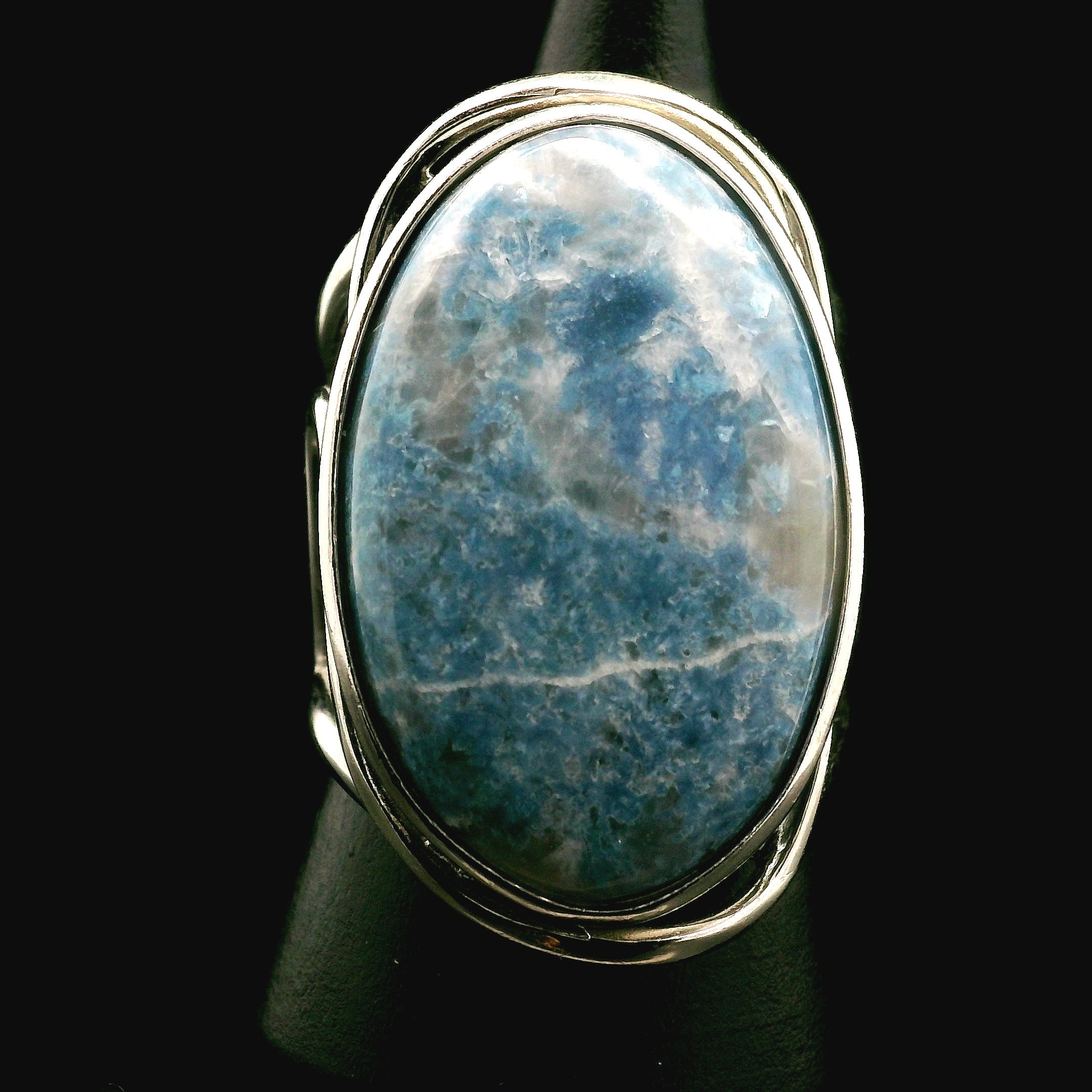 Enchanted Euphoralite Cuff Ring 925 Silver for Connection with Higher Realms, Intuition, Good Luck and Creation of your Dream Life
