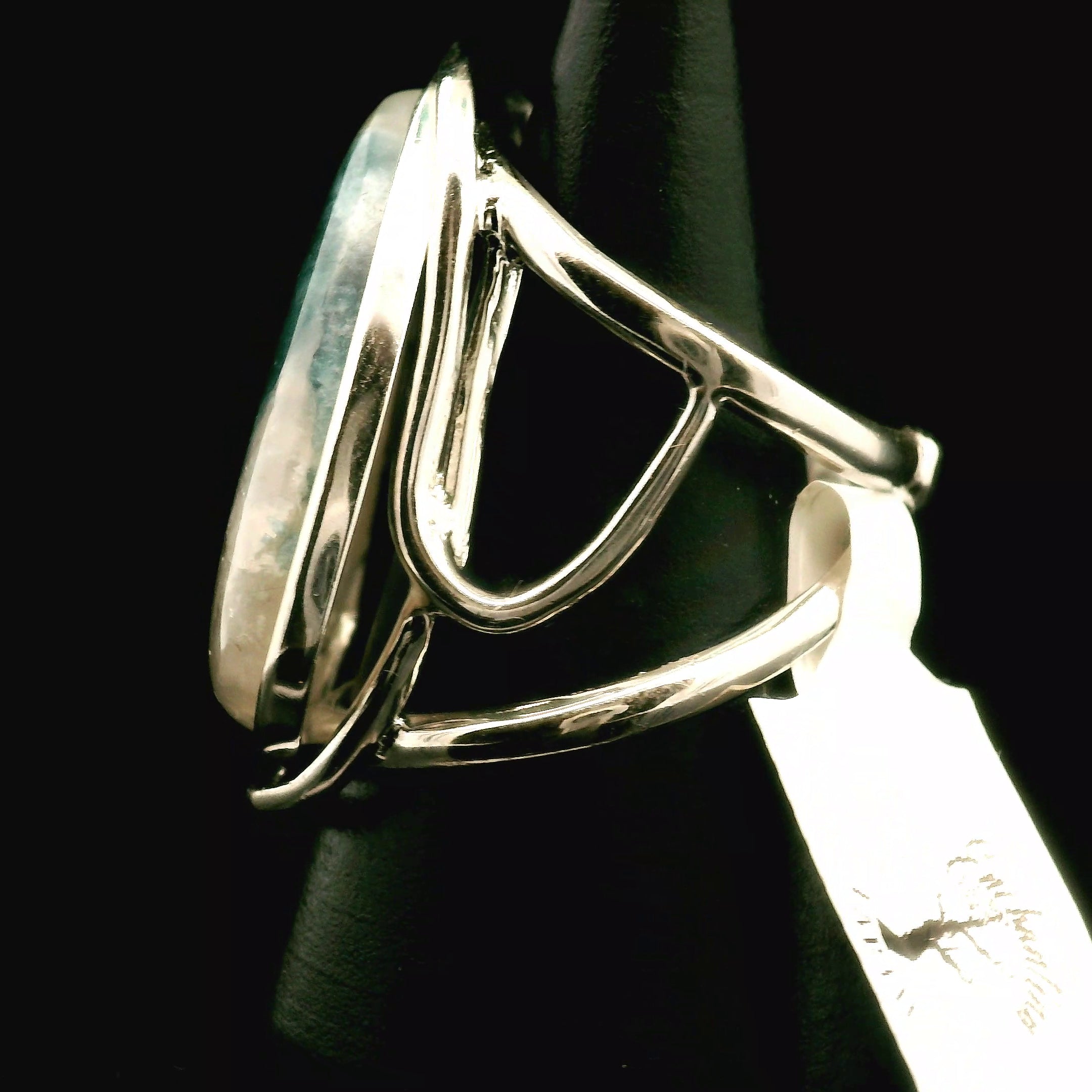 Ice Euphoralite Cuff Ring 925 Silver for Intuition, Peace and Tranquility