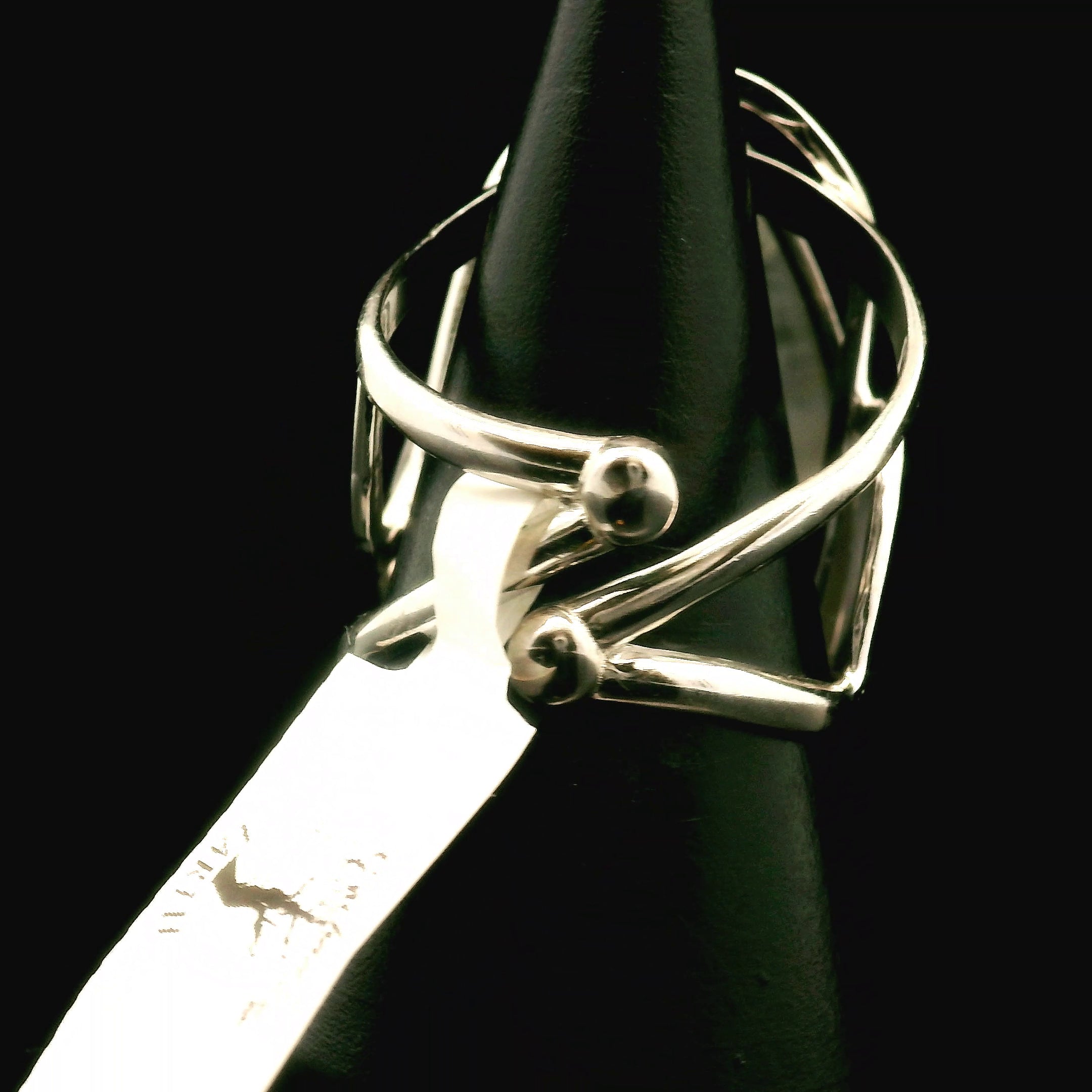 Ice Euphoralite Cuff Ring 925 Silver for Intuition, Peace and Tranquility