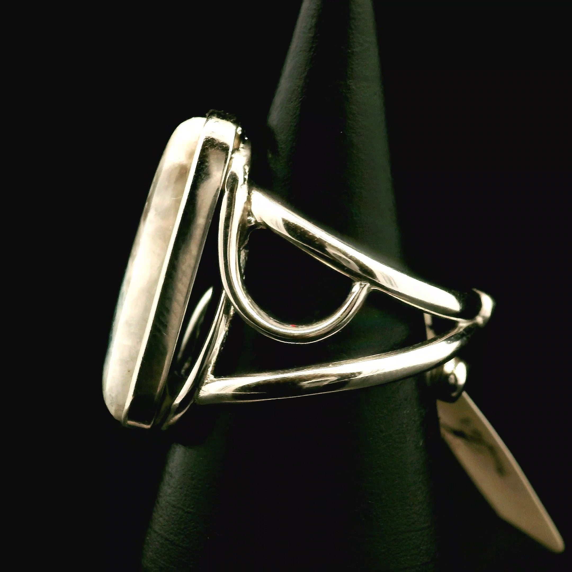 Snowball Euphoralite Cuff Ring 925 Silver for Accessing Higher Realms of Consciousness & Healing Emotional Trauma