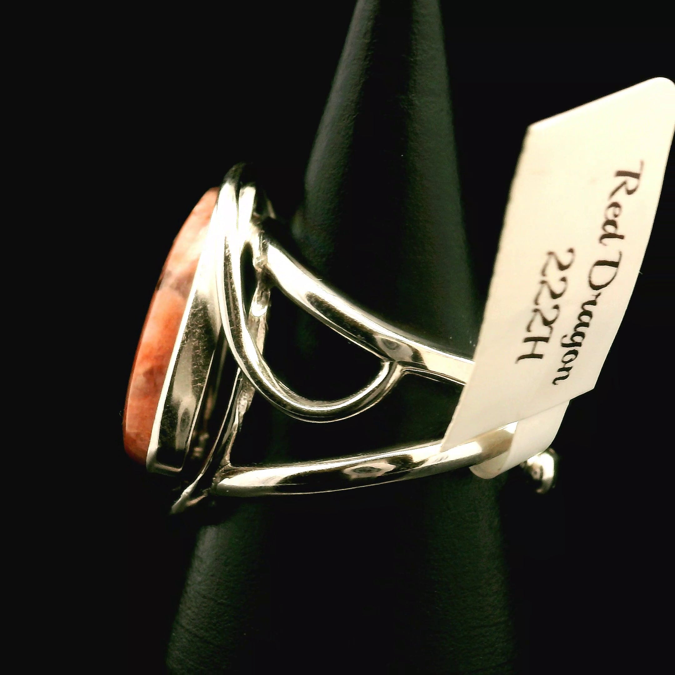 Red Dragon Euphoralite Cuff Ring 925 Silver for Health, Protection and Stress Relief