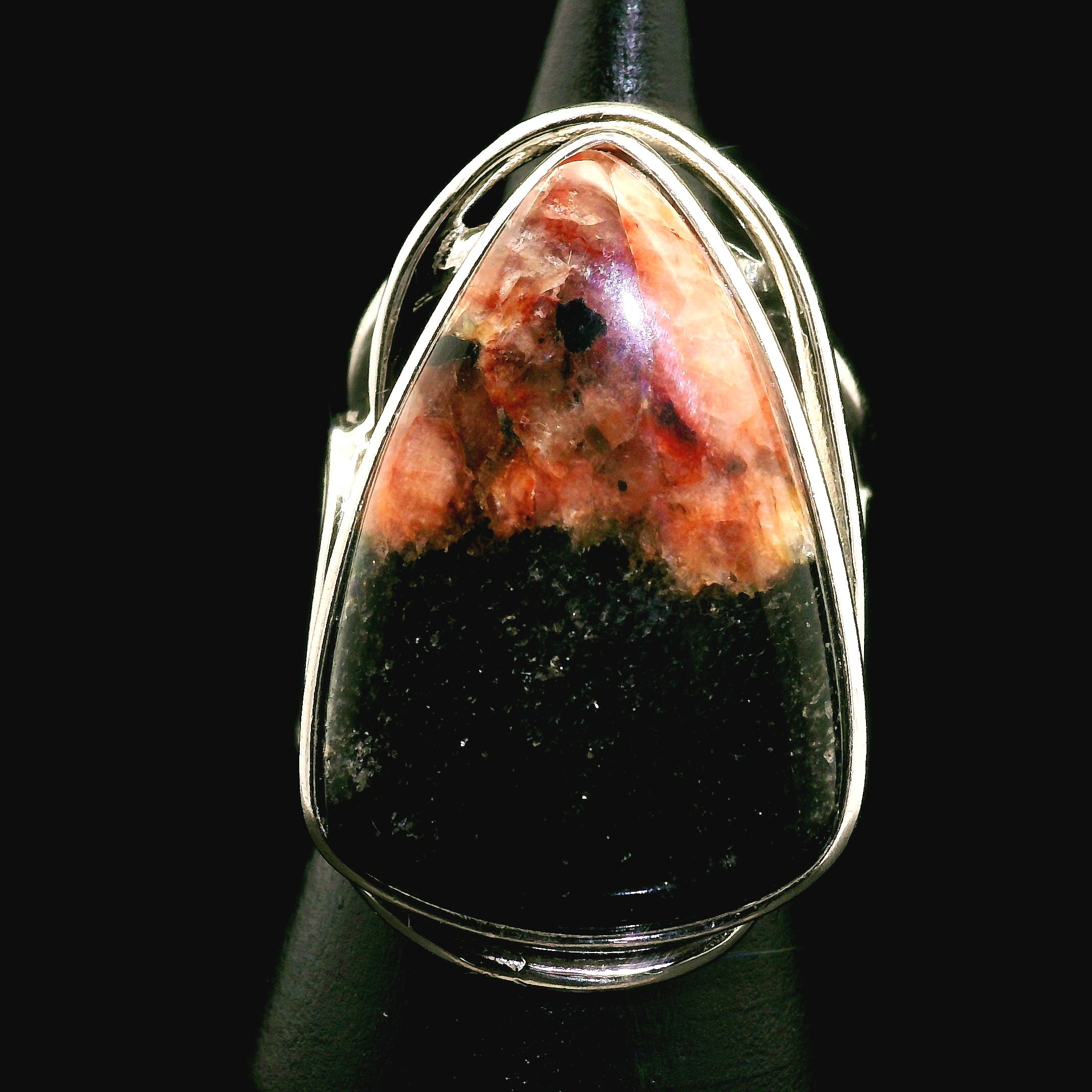 Red Dragon Euphoralite Cuff Ring 925 Silver for Health, Protection and Stress Relief