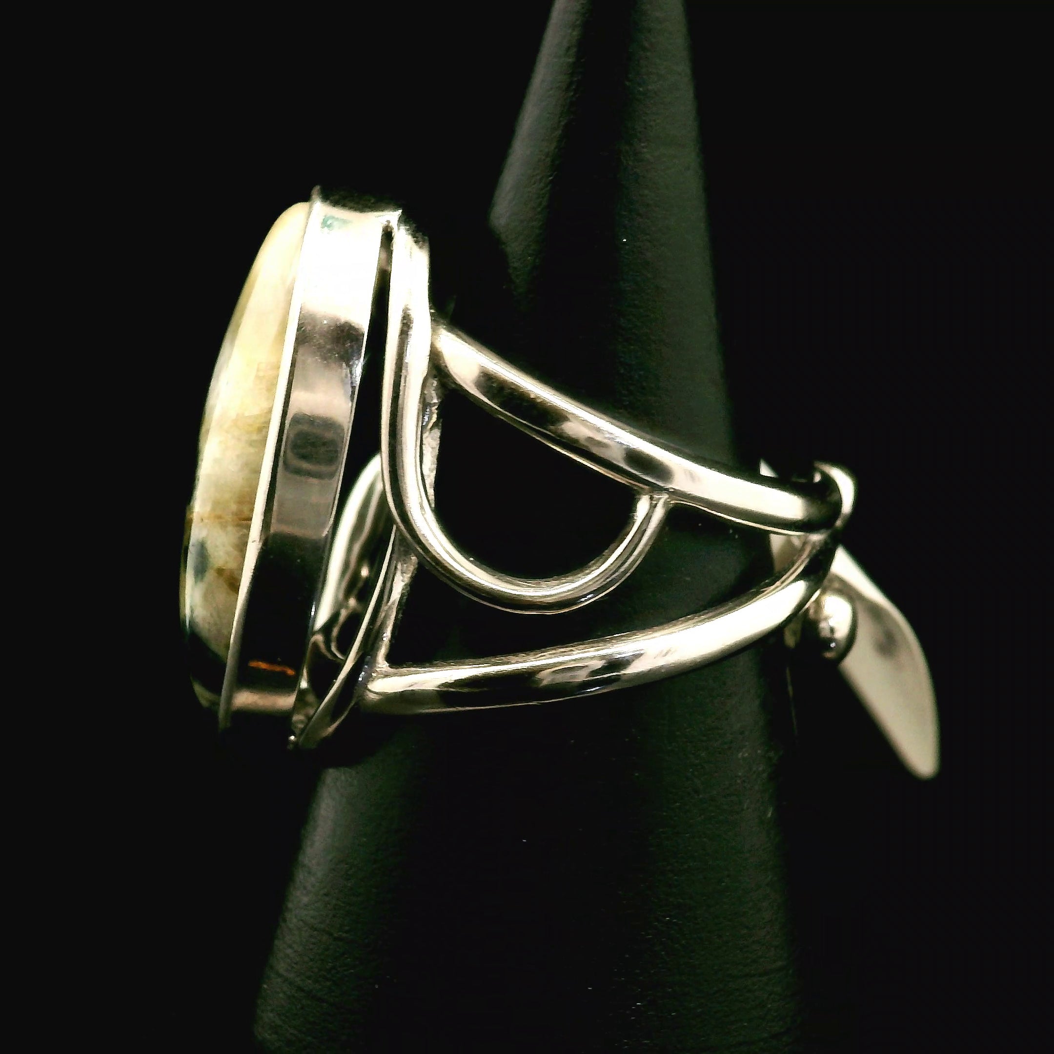 Ascension Euphoralite Cuff Ring 925 Silver for Connection with Higher Realms