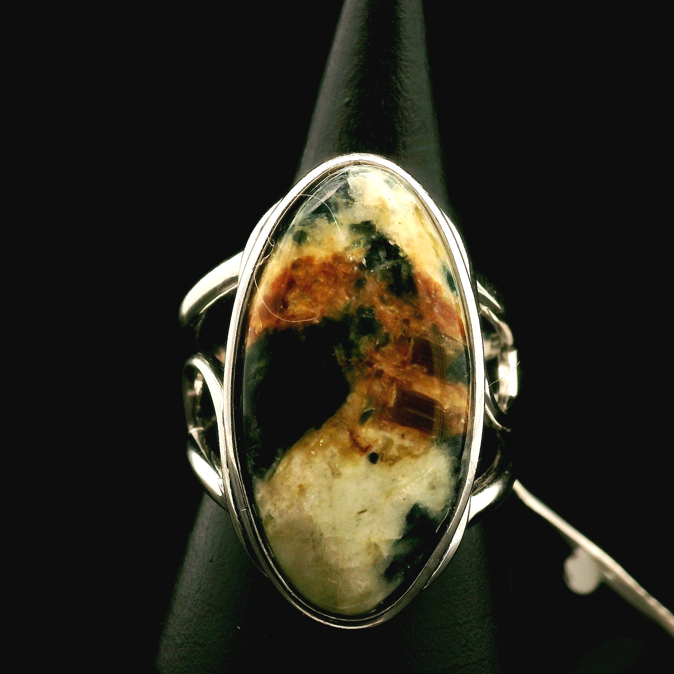 Ascension Euphoralite Cuff Ring 925 Silver for Connection with Higher Realms