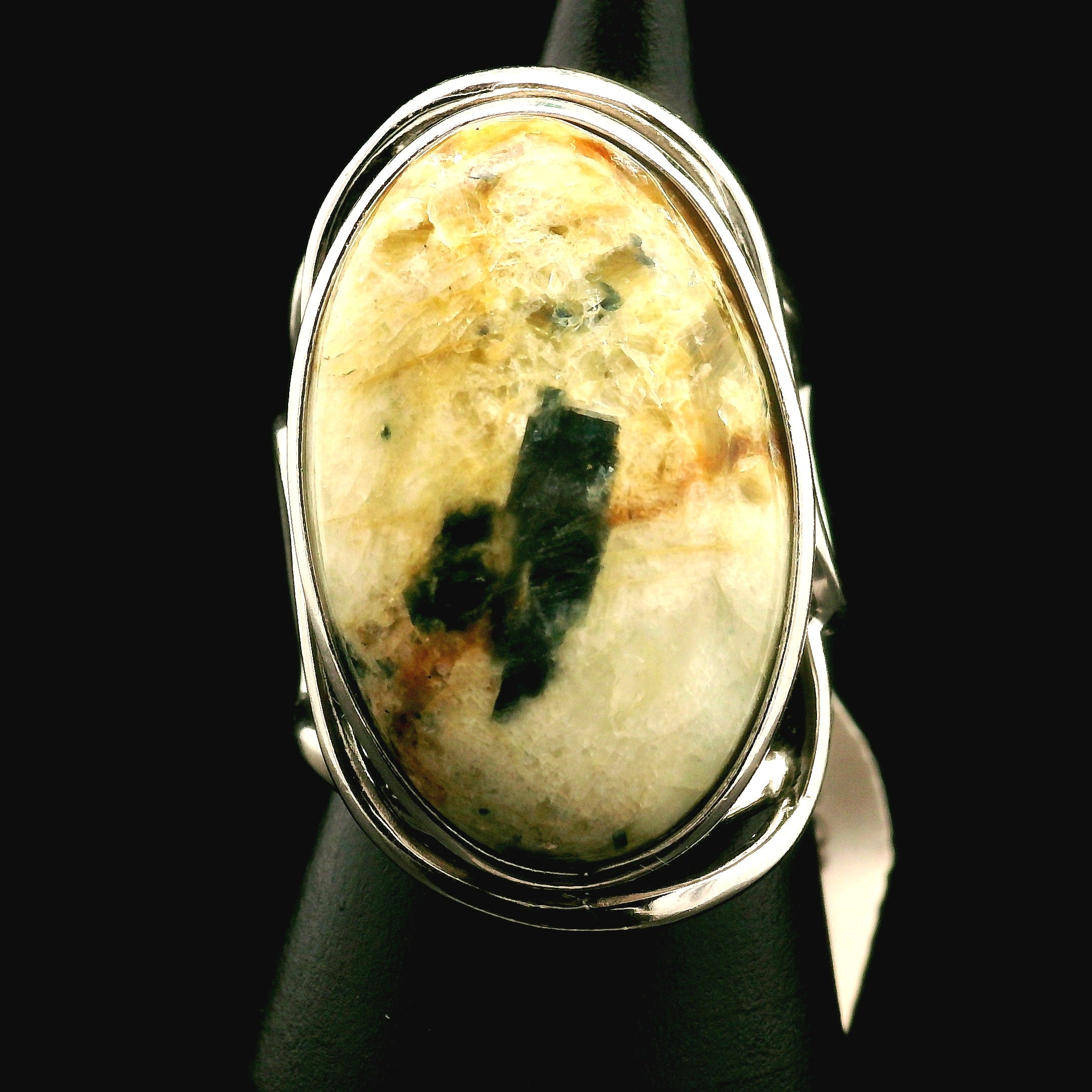 Ascension Euphoralite Cuff Ring 925 Silver for Connection with Higher Realms