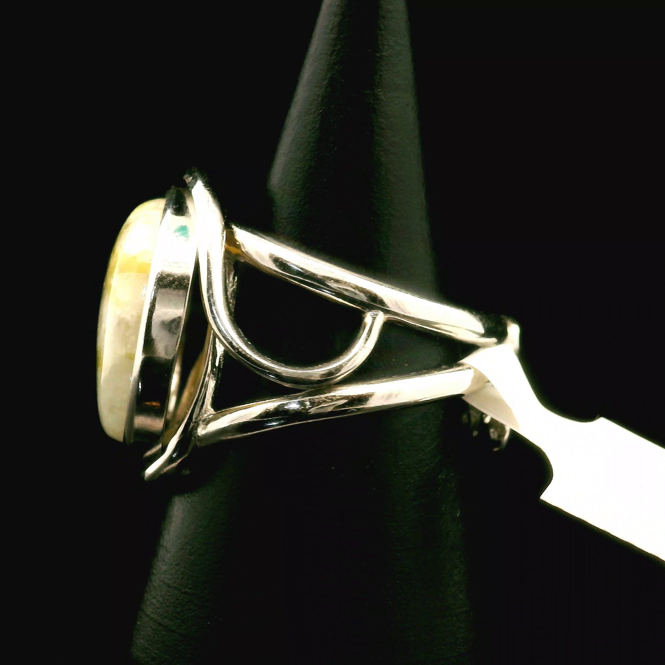 Rare Golden Euphoralite Cuff Ring 925 Silver for Euphoria, Empowerment and Strength