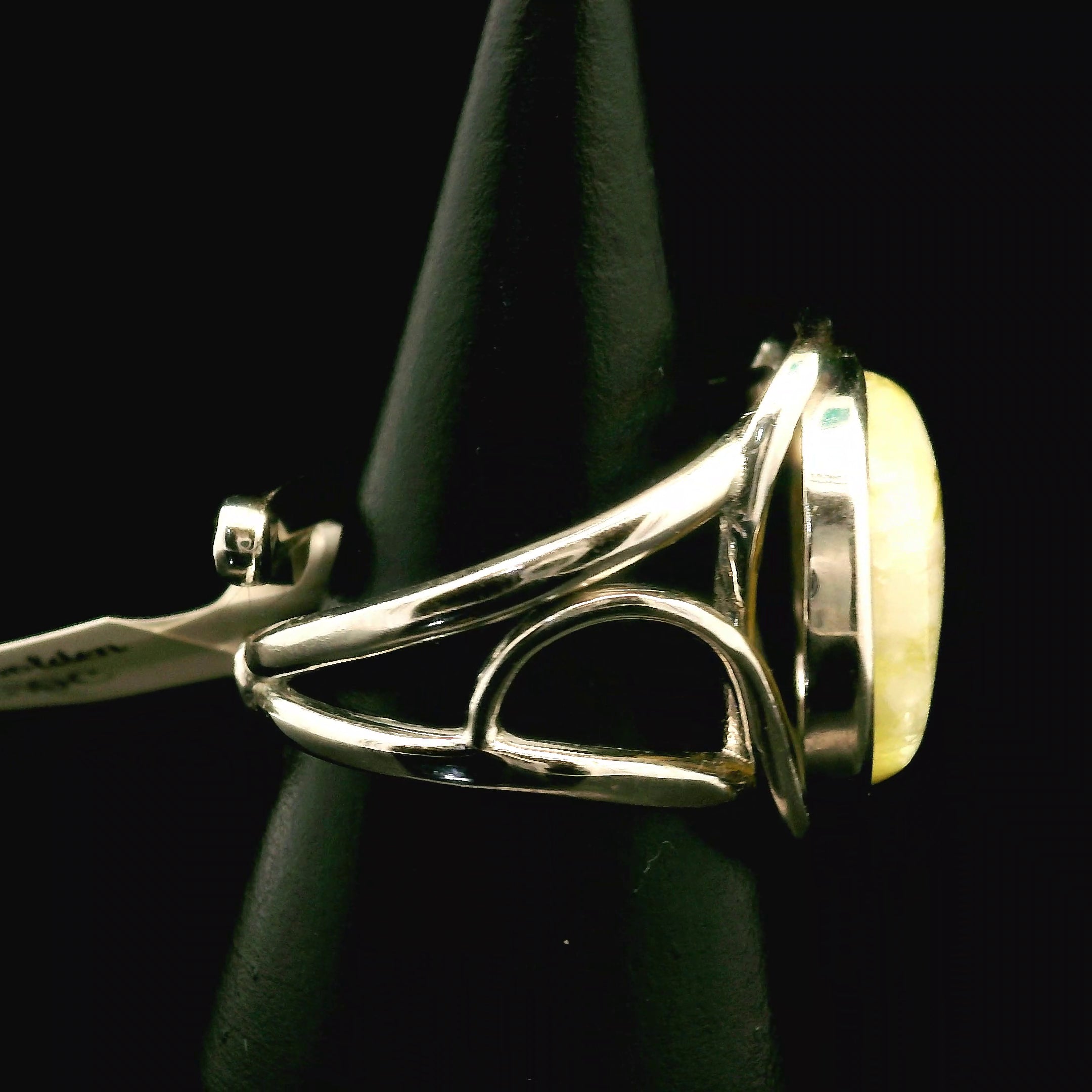 Rare Golden Euphoralite Cuff Ring 925 Silver for Euphoria, Empowerment and Strength