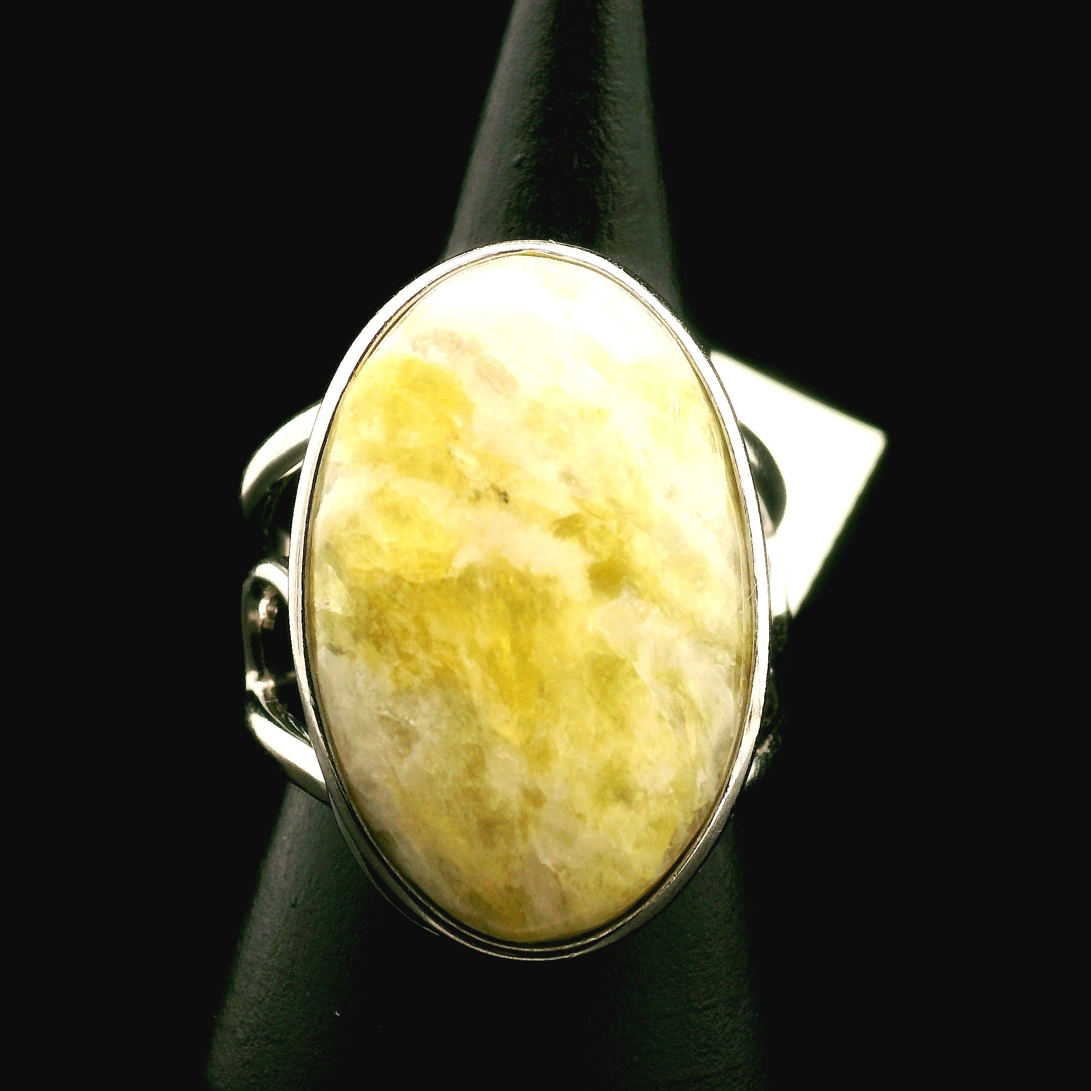 Rare Golden Euphoralite Cuff Ring 925 Silver for Euphoria, Empowerment and Strength