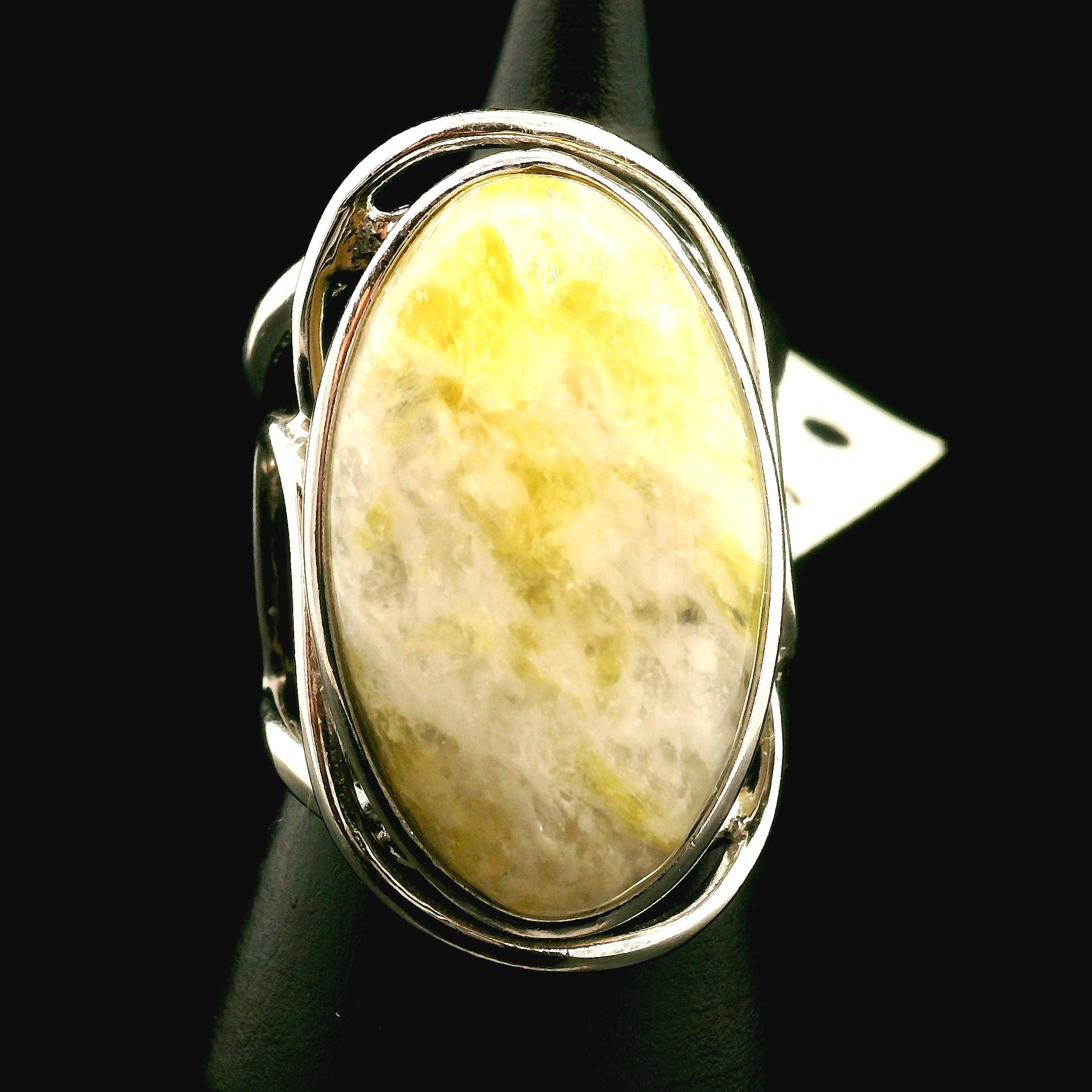 Rare Golden Euphoralite Cuff Ring 925 Silver for Euphoria, Empowerment and Strength