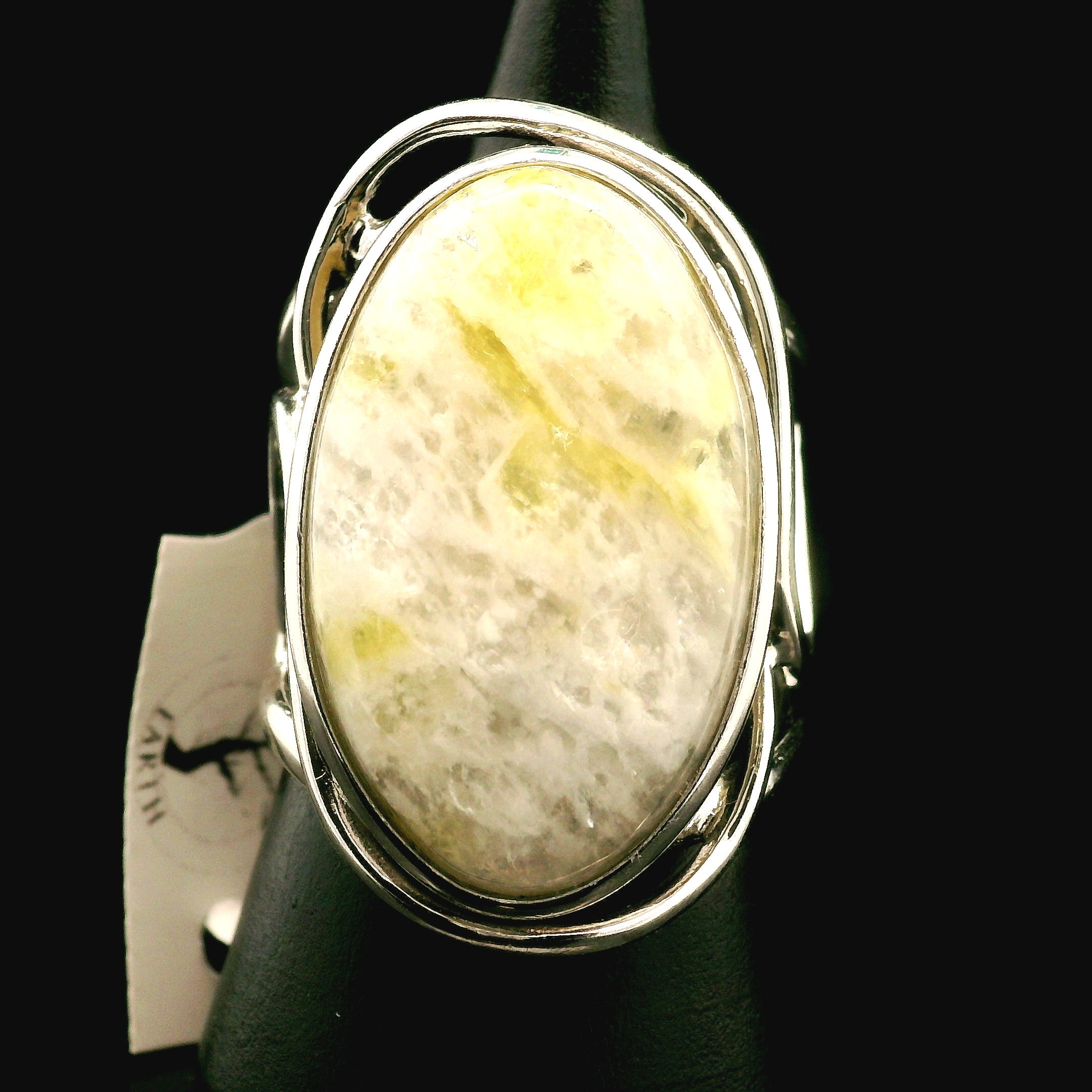 Rare Golden Euphoralite Cuff Ring 925 Silver for Euphoria, Empowerment and Strength