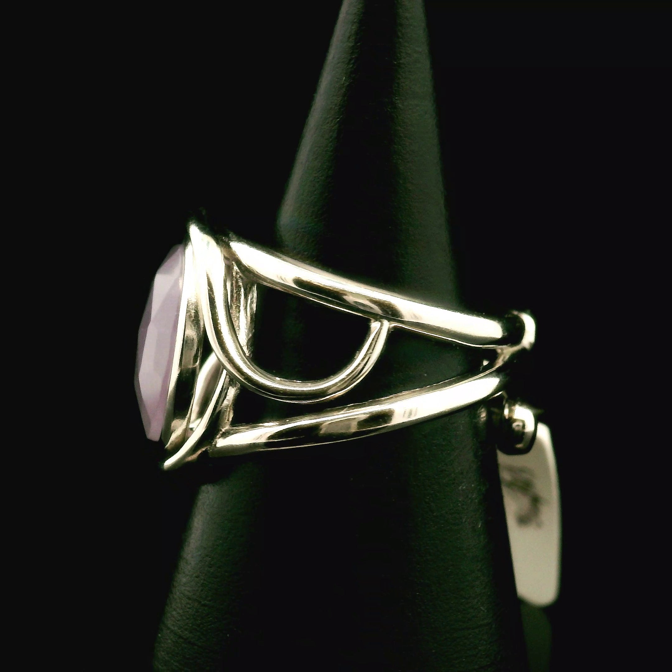 Yttrium Fluorite Cuff Ring .925 Silver for Clarity and Focus