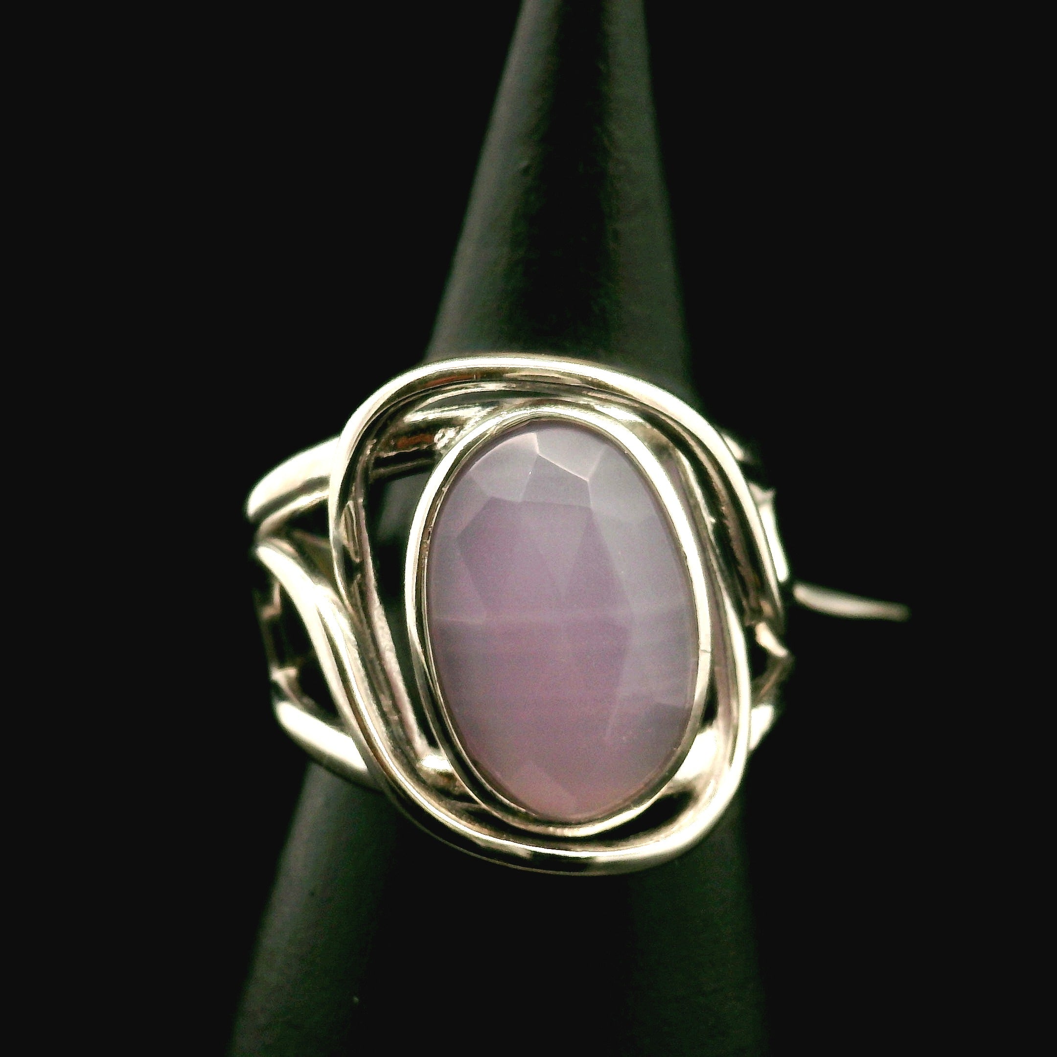 Yttrium Fluorite Cuff Ring .925 Silver for Clarity and Focus