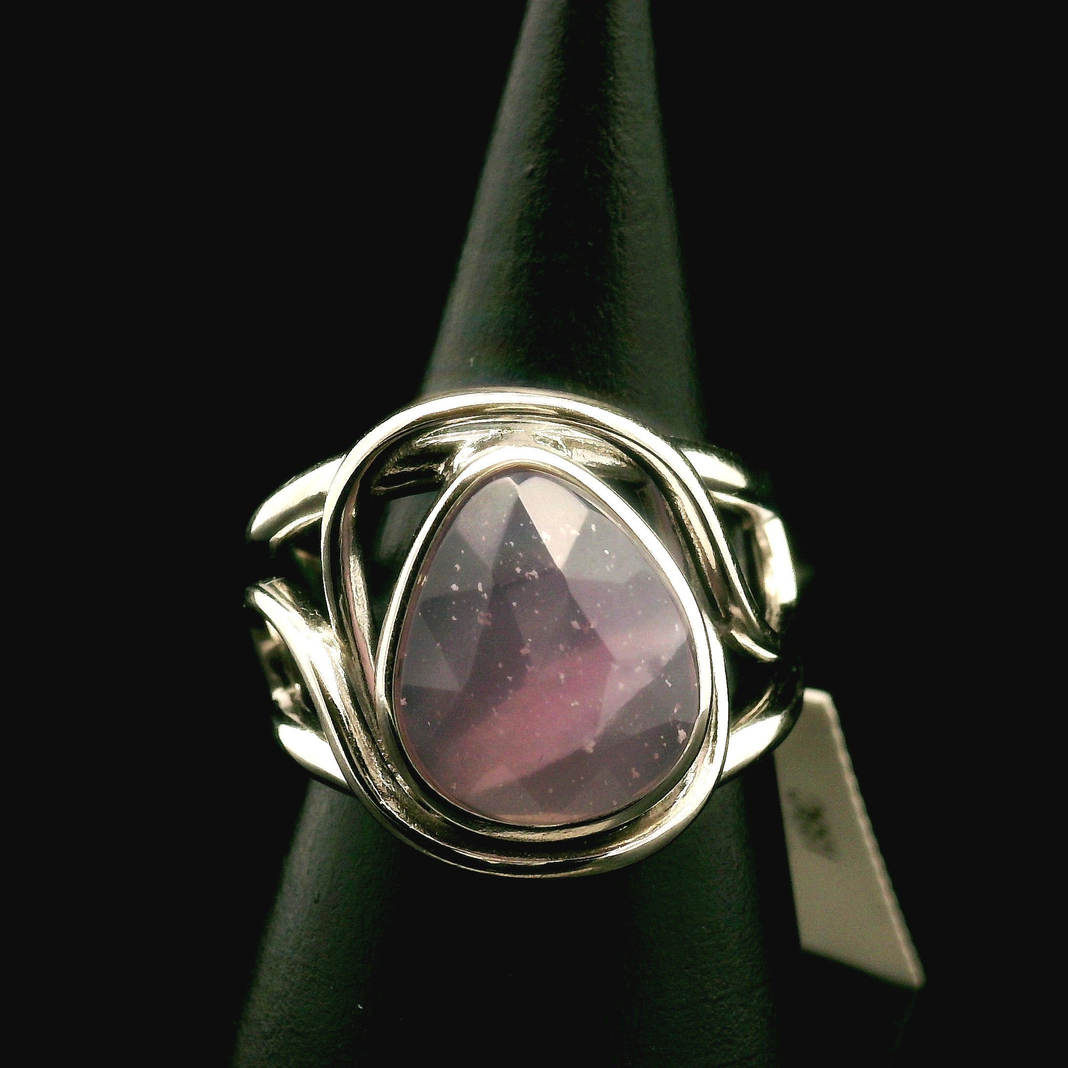 Yttrium Fluorite Cuff Ring .925 Silver for Clarity and Focus