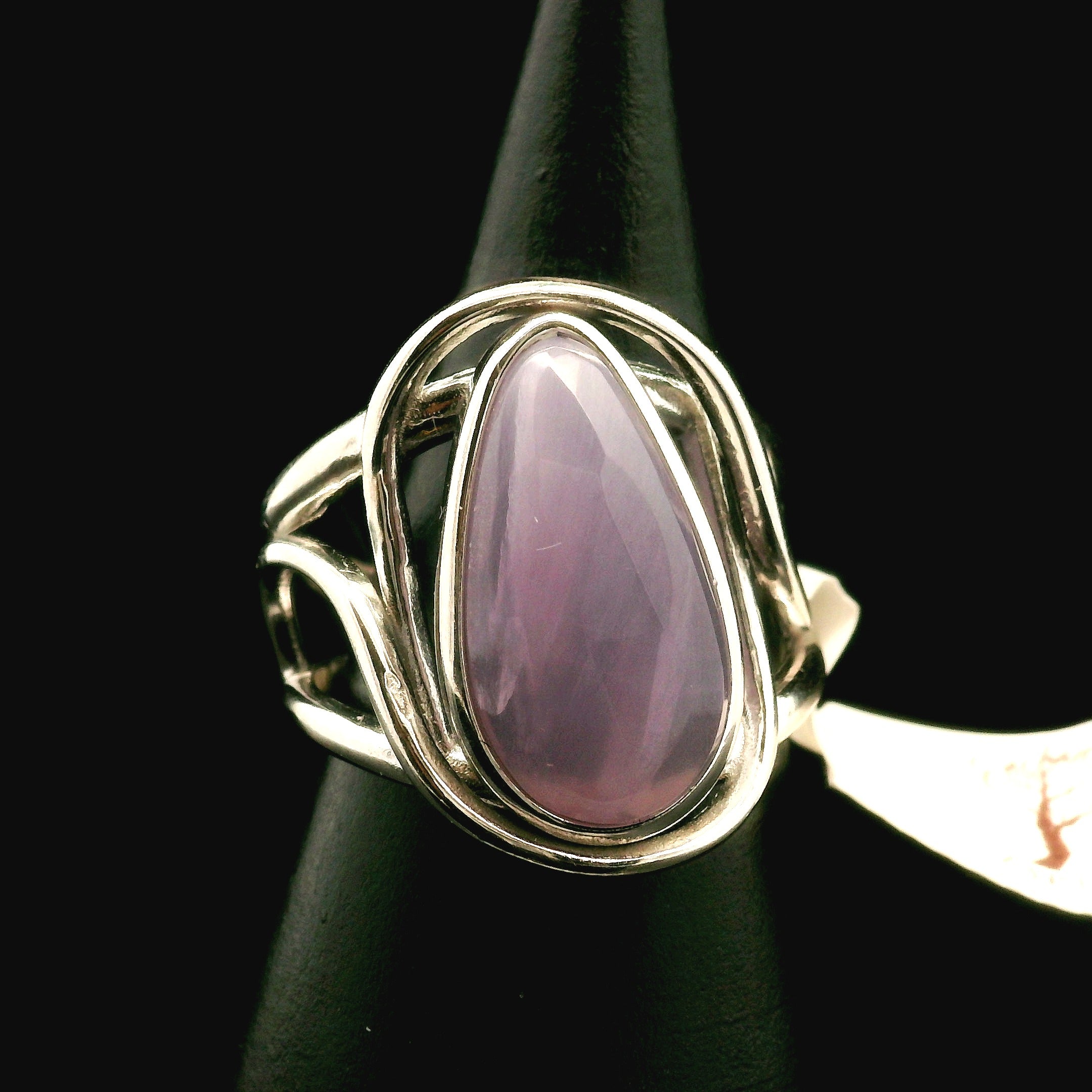 Yttrium Fluorite Cuff Ring .925 Silver for Clarity and Focus