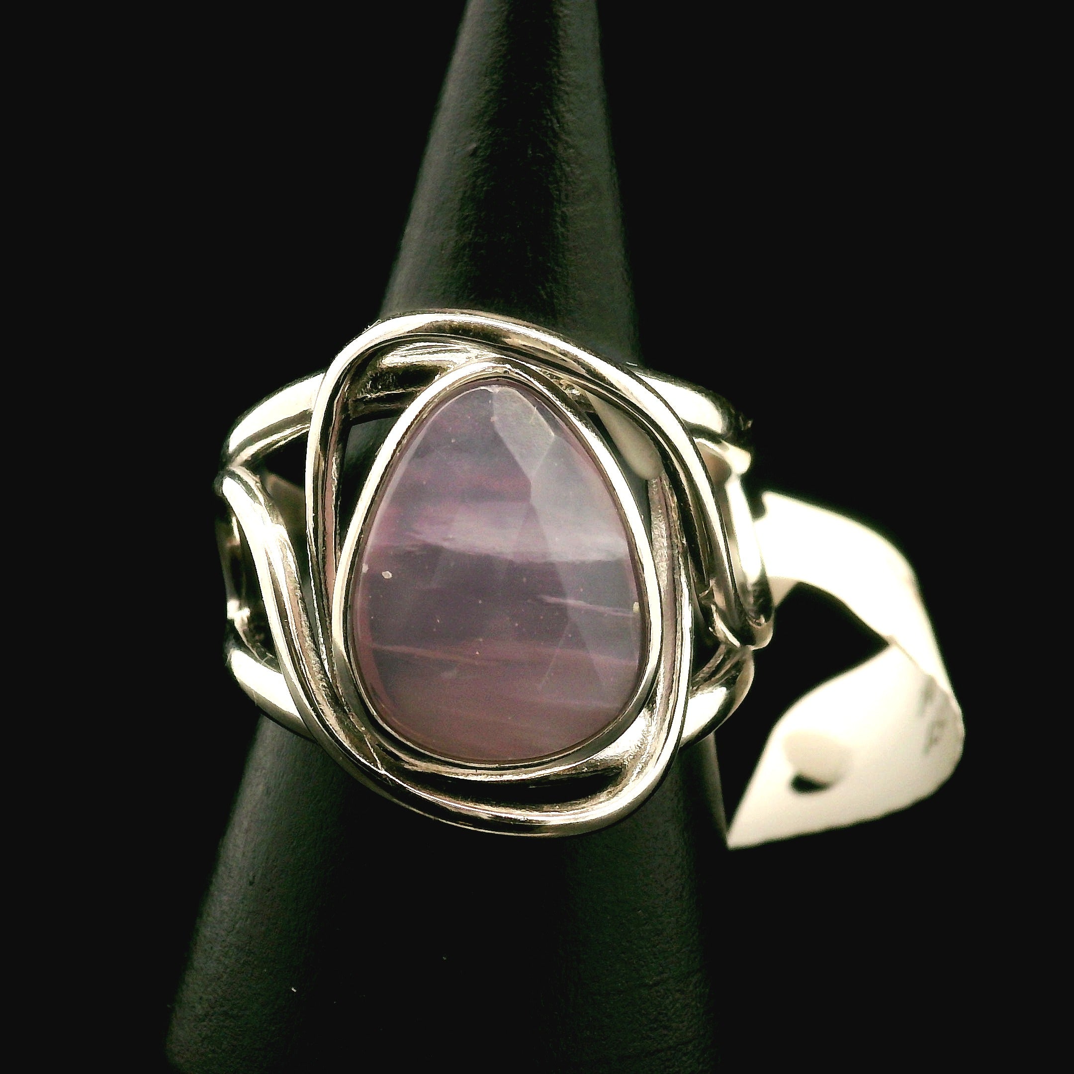 Yttrium Fluorite Cuff Ring .925 Silver for Clarity and Focus