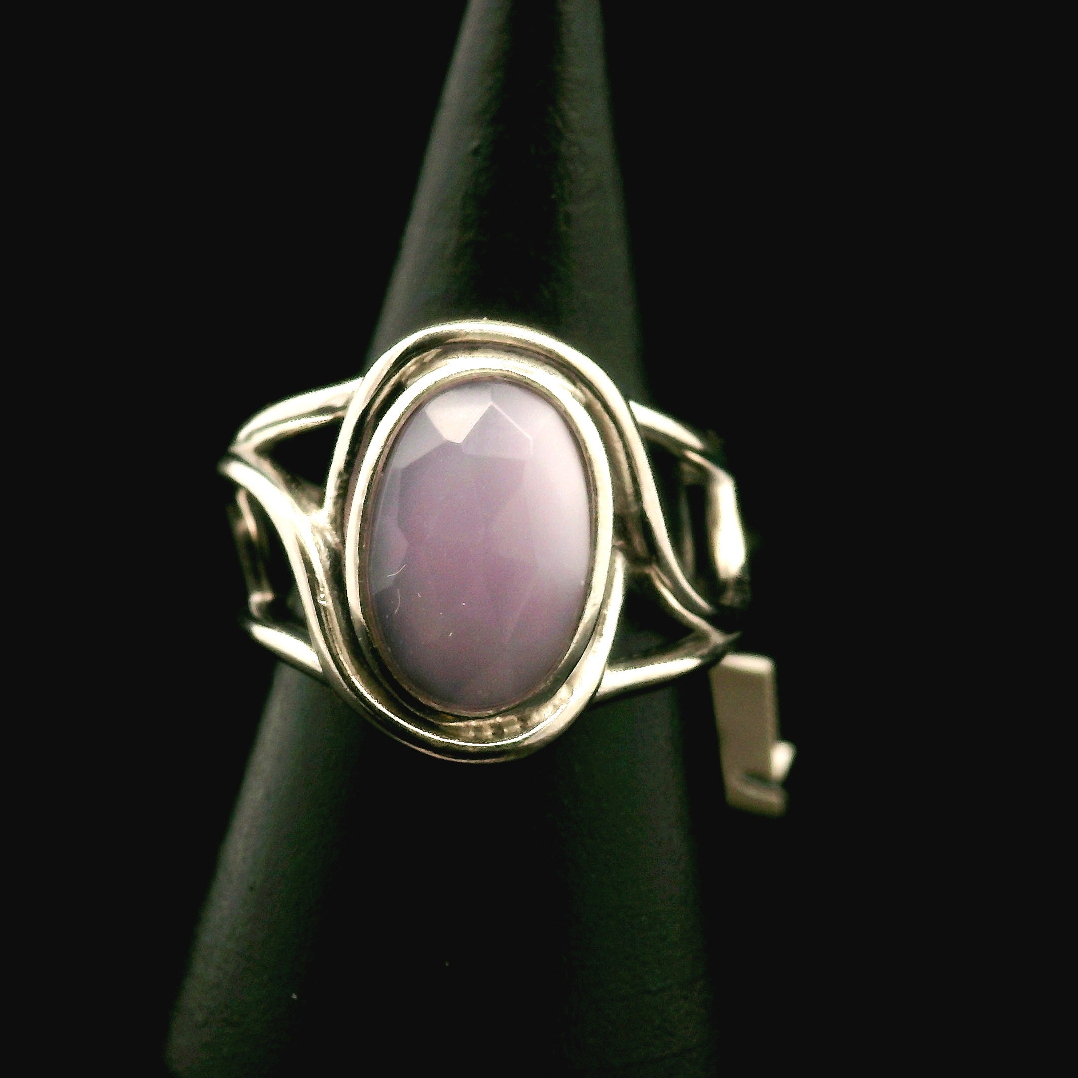 Yttrium Fluorite Cuff Ring .925 Silver for Clarity and Focus