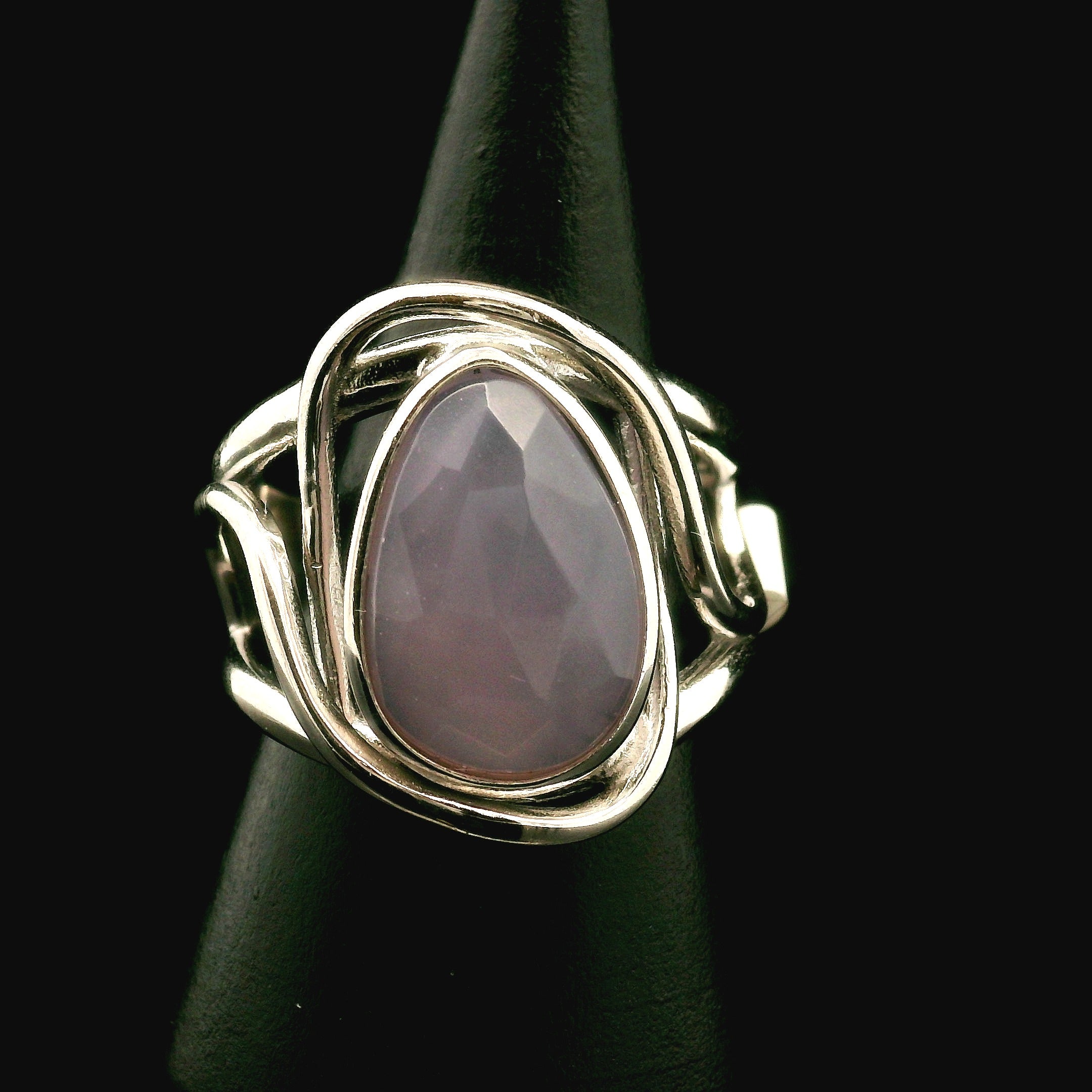 Yttrium Fluorite Cuff Ring .925 Silver for Clarity and Focus