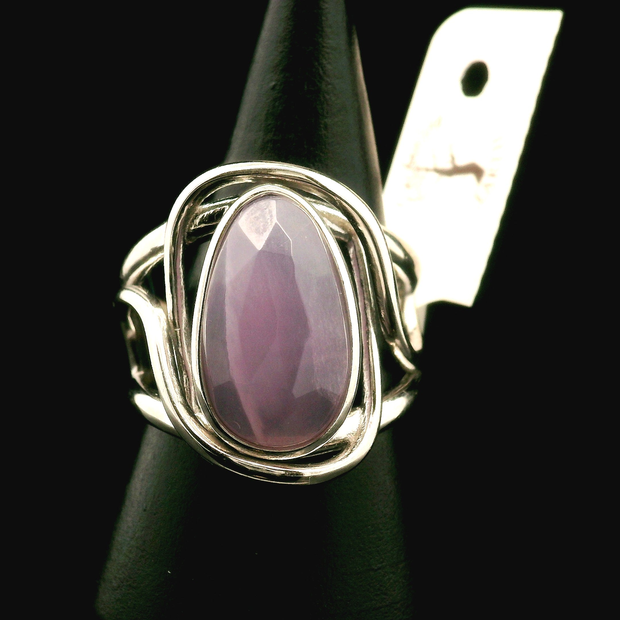 Yttrium Fluorite Cuff Ring .925 Silver for Clarity and Focus