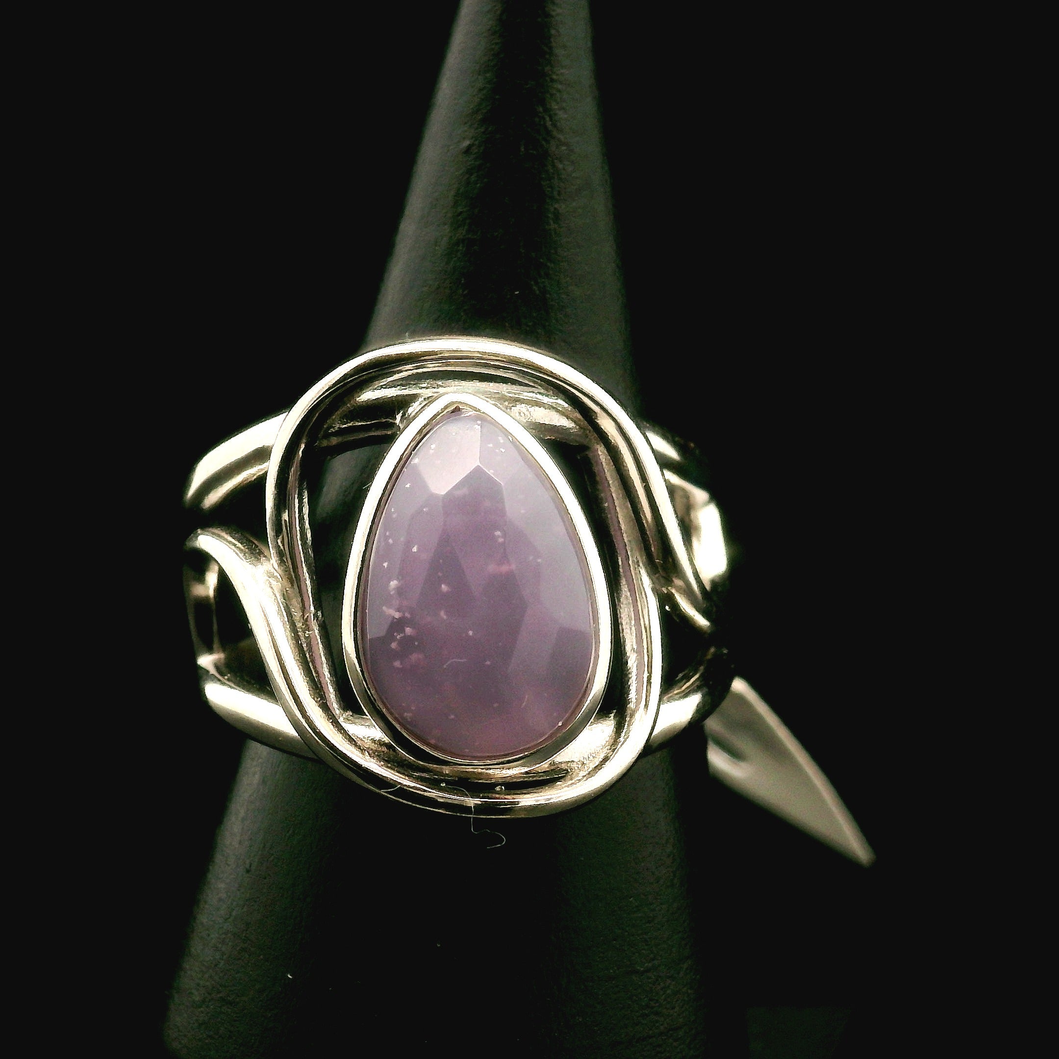 Yttrium Fluorite Cuff Ring .925 Silver for Clarity and Focus