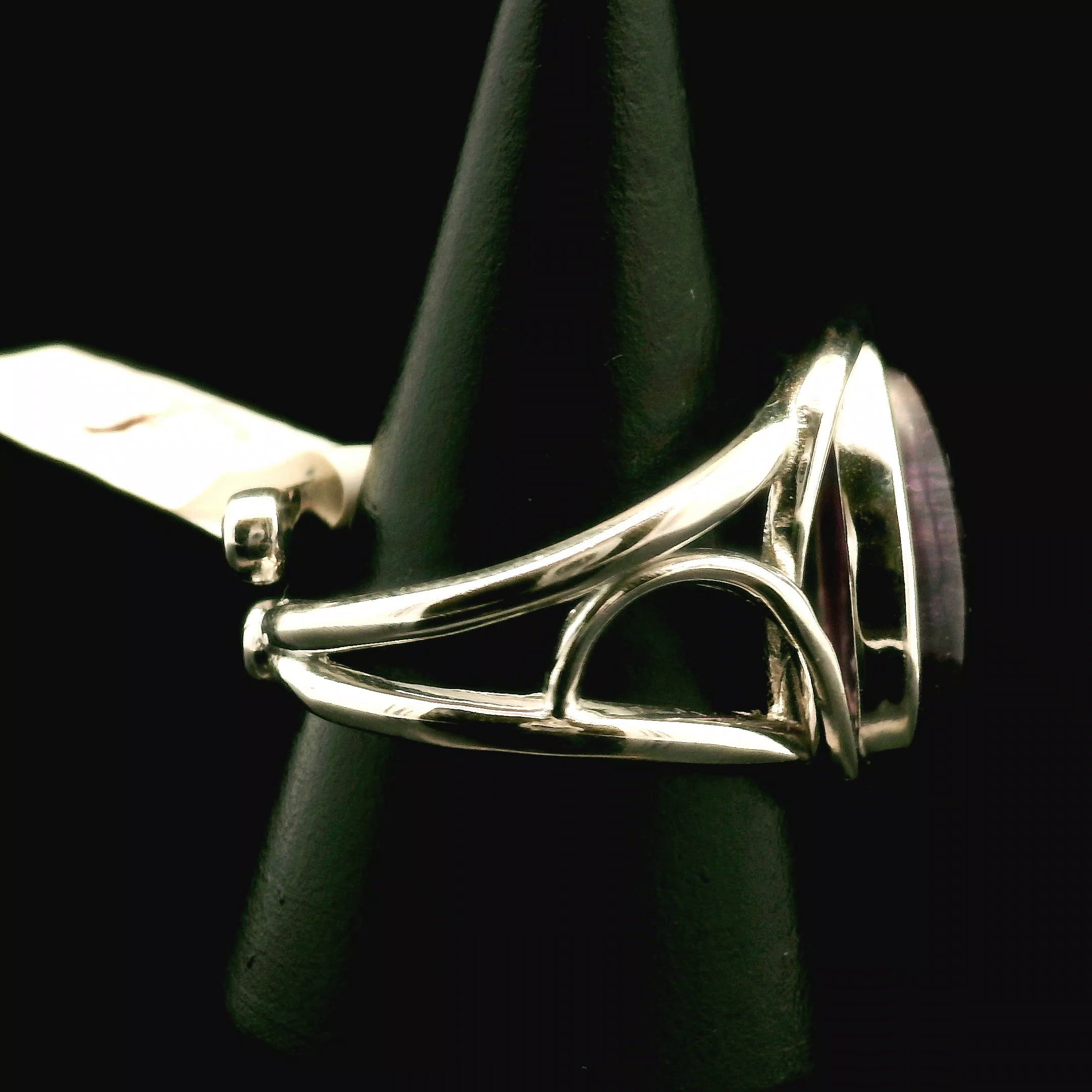 Purple Fluorite Cuff Ring .925 Silver for Clarity and Focus