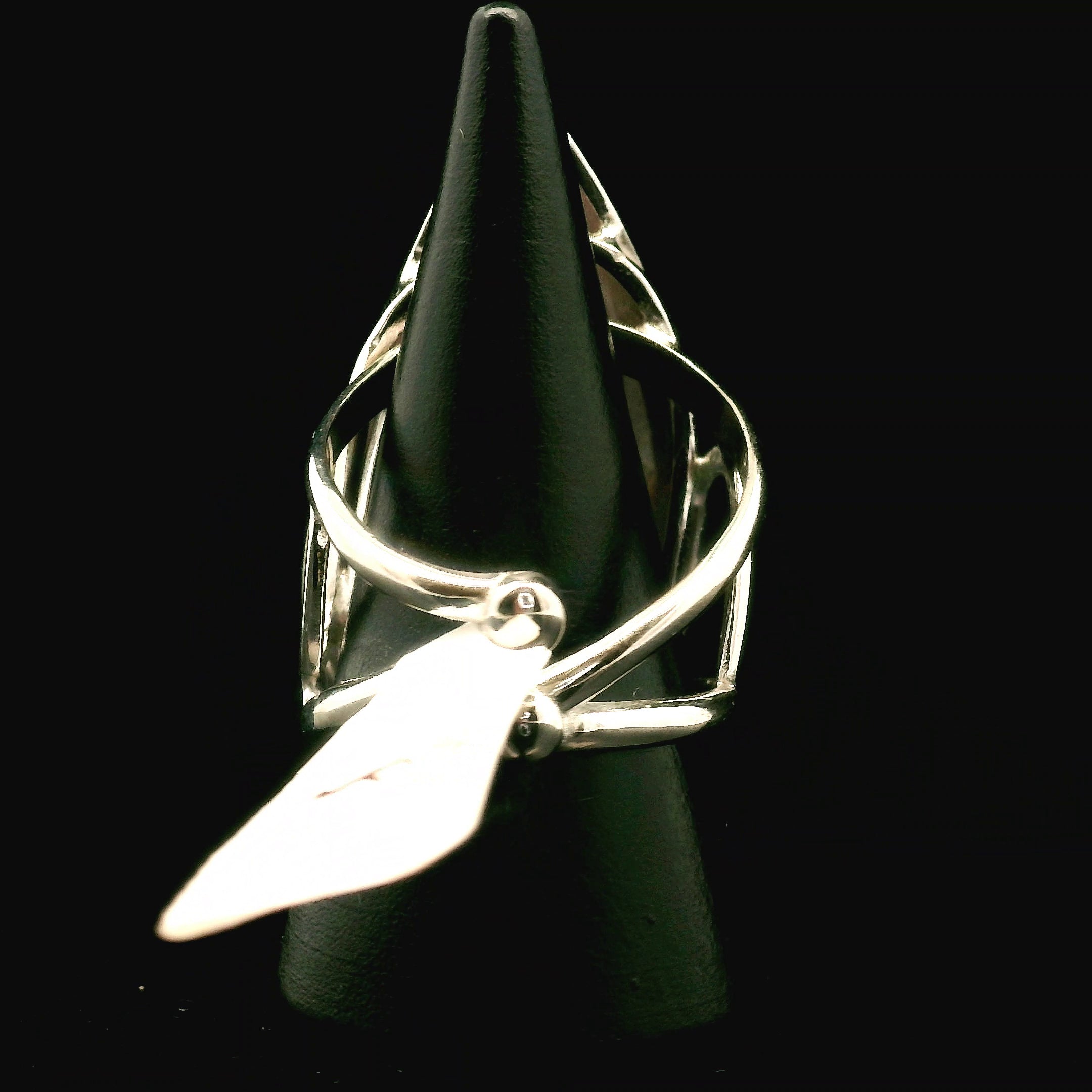 XXL Lithium Quartz Cuff Ring .925 Silver for Manifestation, Mental Health & Stress Relief