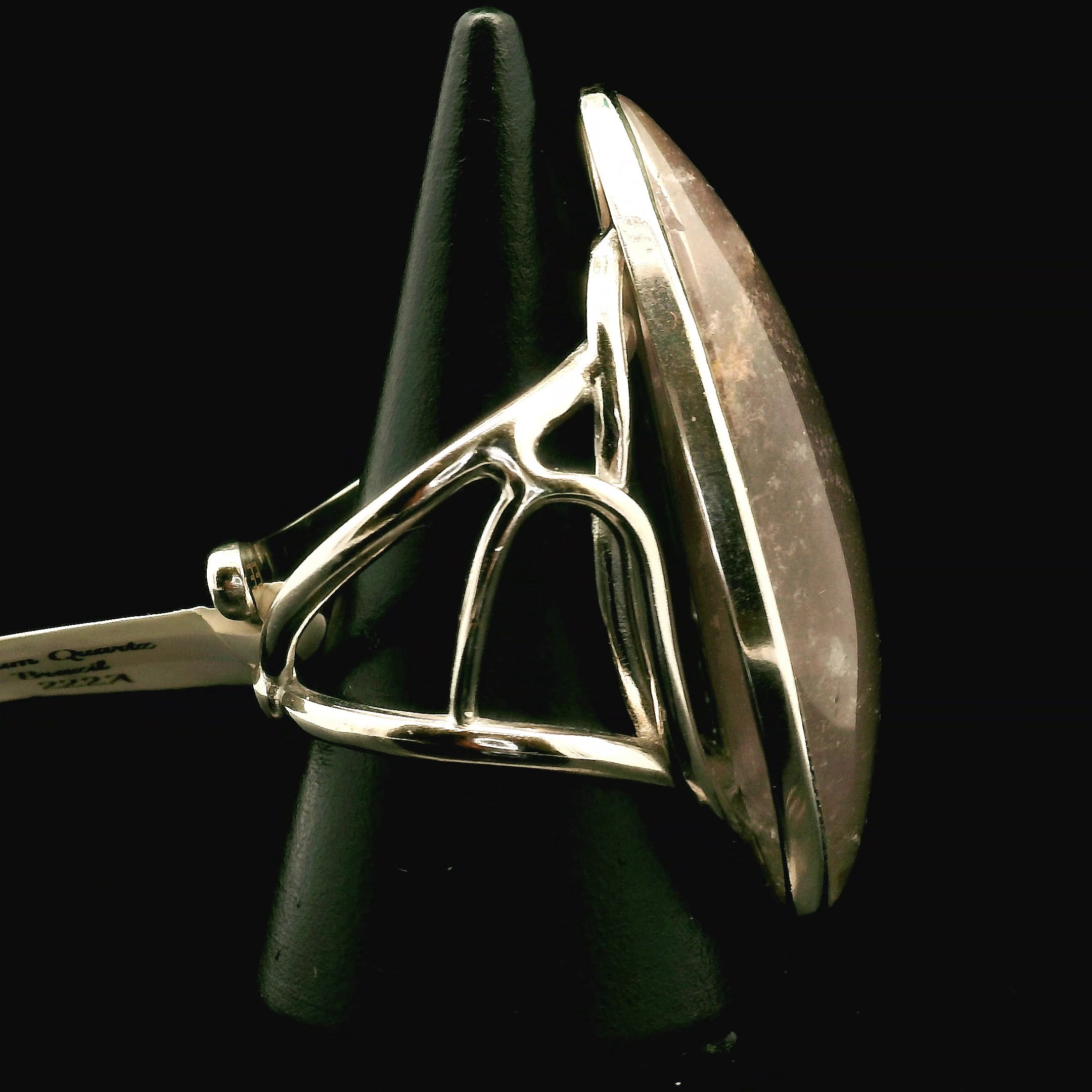 XXL Lithium Quartz Cuff Ring .925 Silver for Manifestation, Mental Health & Stress Relief