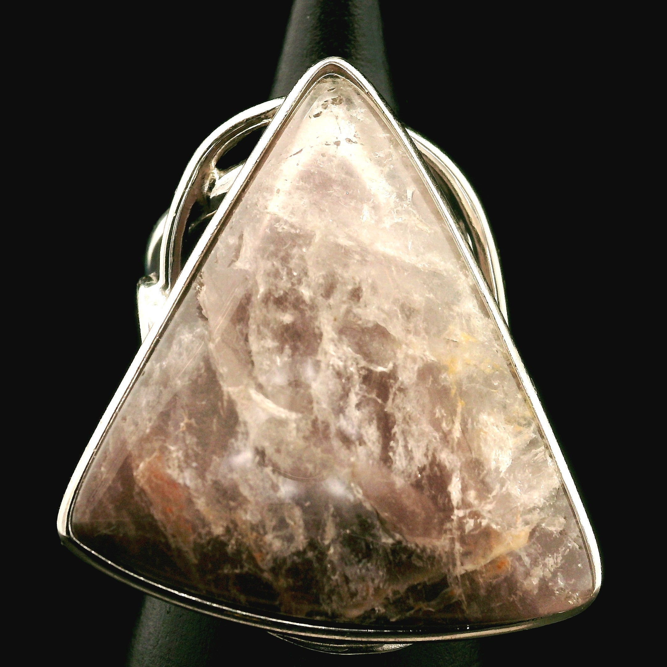 XXL Lithium Quartz Cuff Ring .925 Silver for Manifestation, Mental Health & Stress Relief