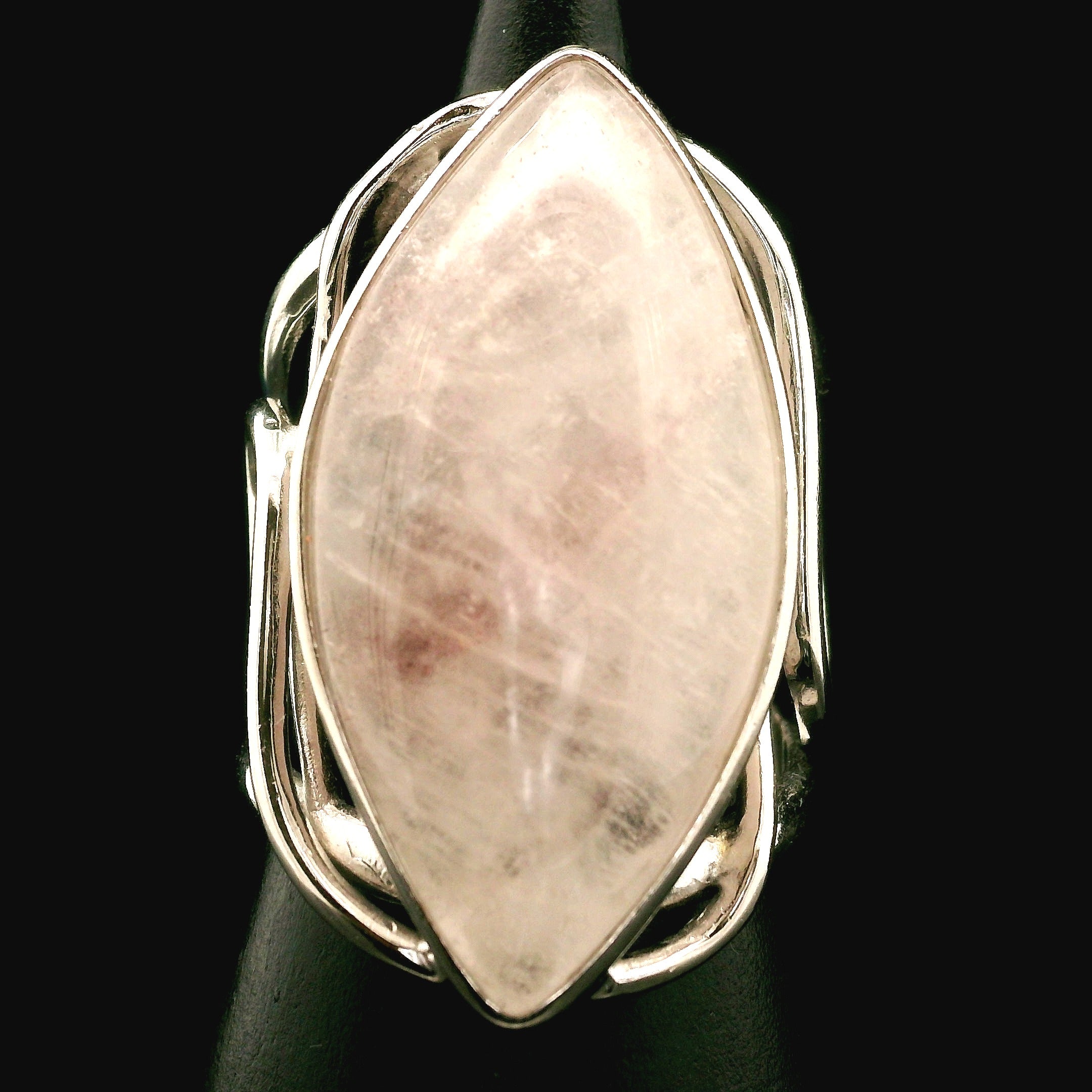 XXL Lithium Quartz Cuff Ring .925 Silver for Manifestation, Mental Health & Stress Relief