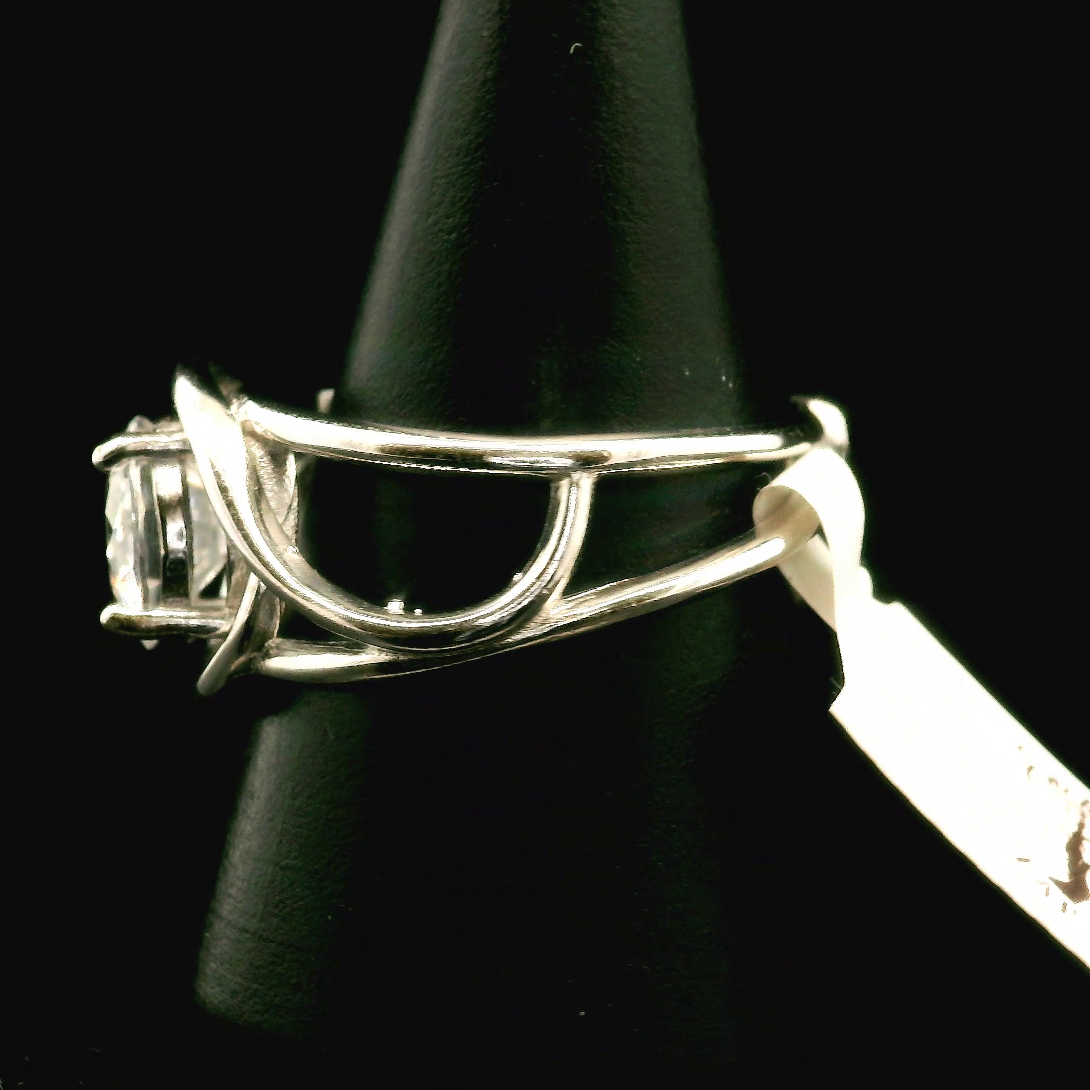 Clear Zircon Cuff Ring .925 Silver for Determination, Organization & Transformation