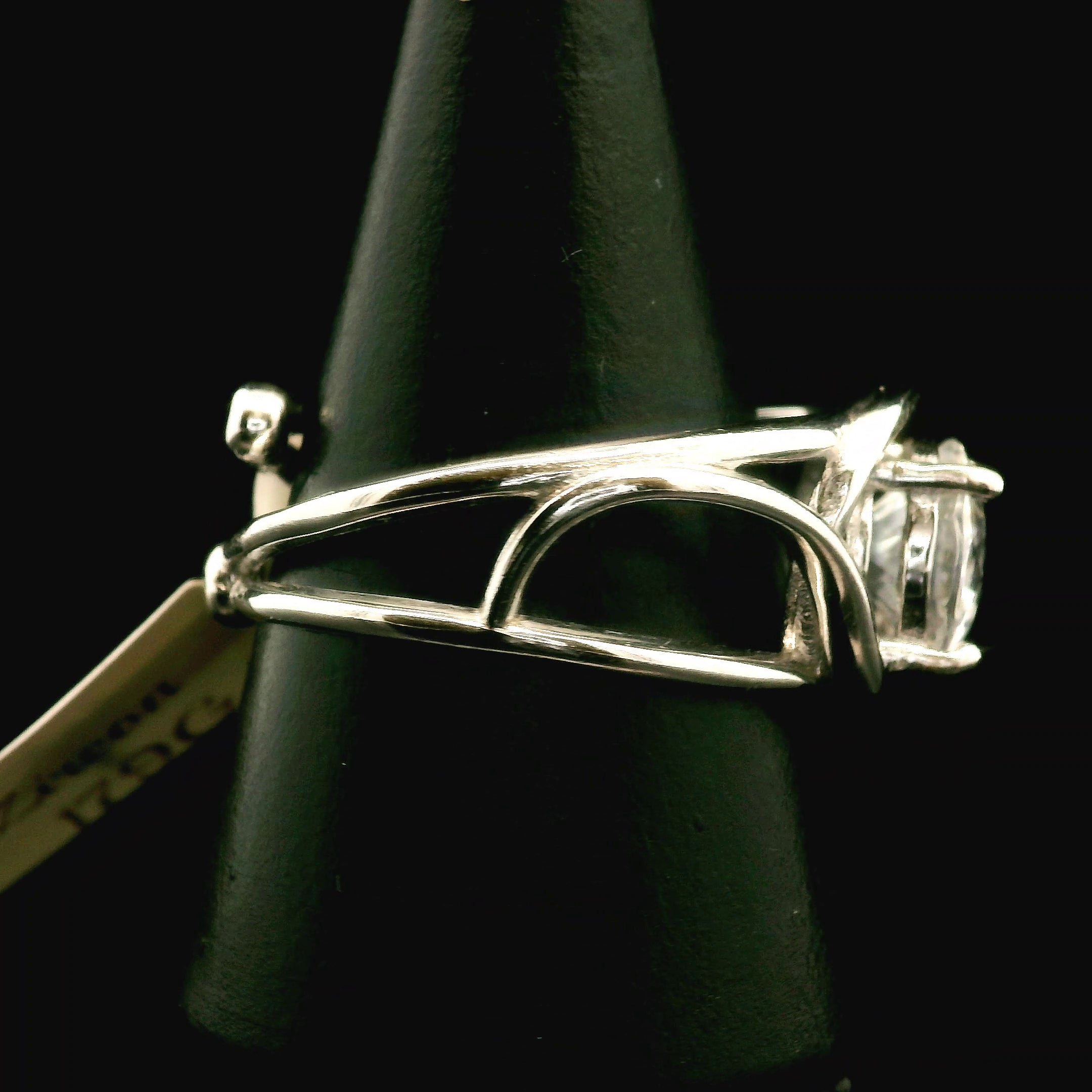 Clear Zircon Cuff Ring .925 Silver for Determination, Organization & Transformation