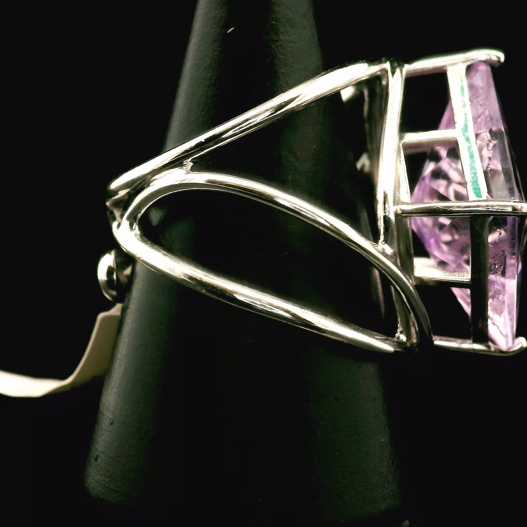 Amethyst Eye of Rick Cuff Ring .925 Silver for Enhancing your Intuitive Gifts