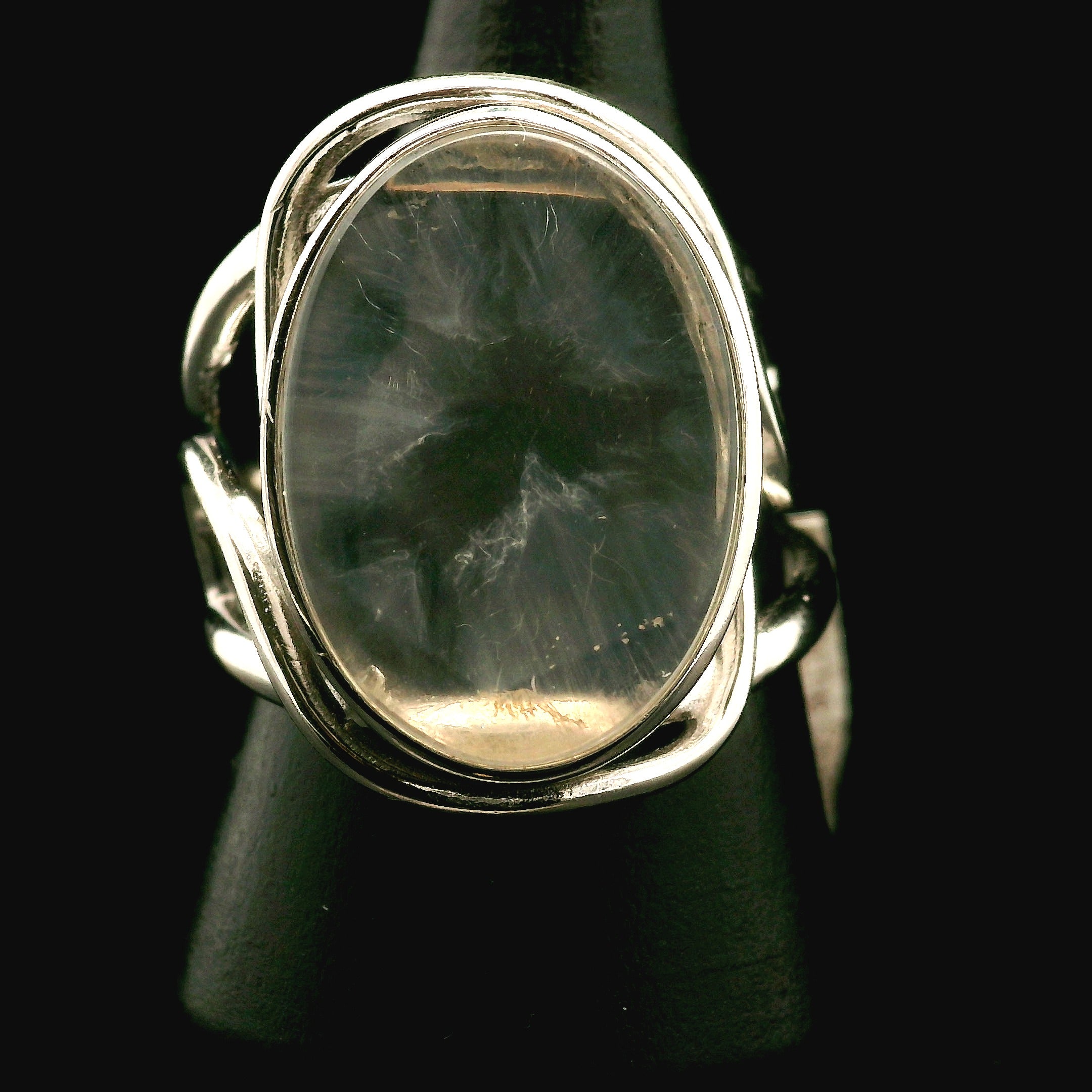 Clear Quartz Tripache Cuff Ring .925 Sterling Silver for Manifesting, Setting Intentions and Healing