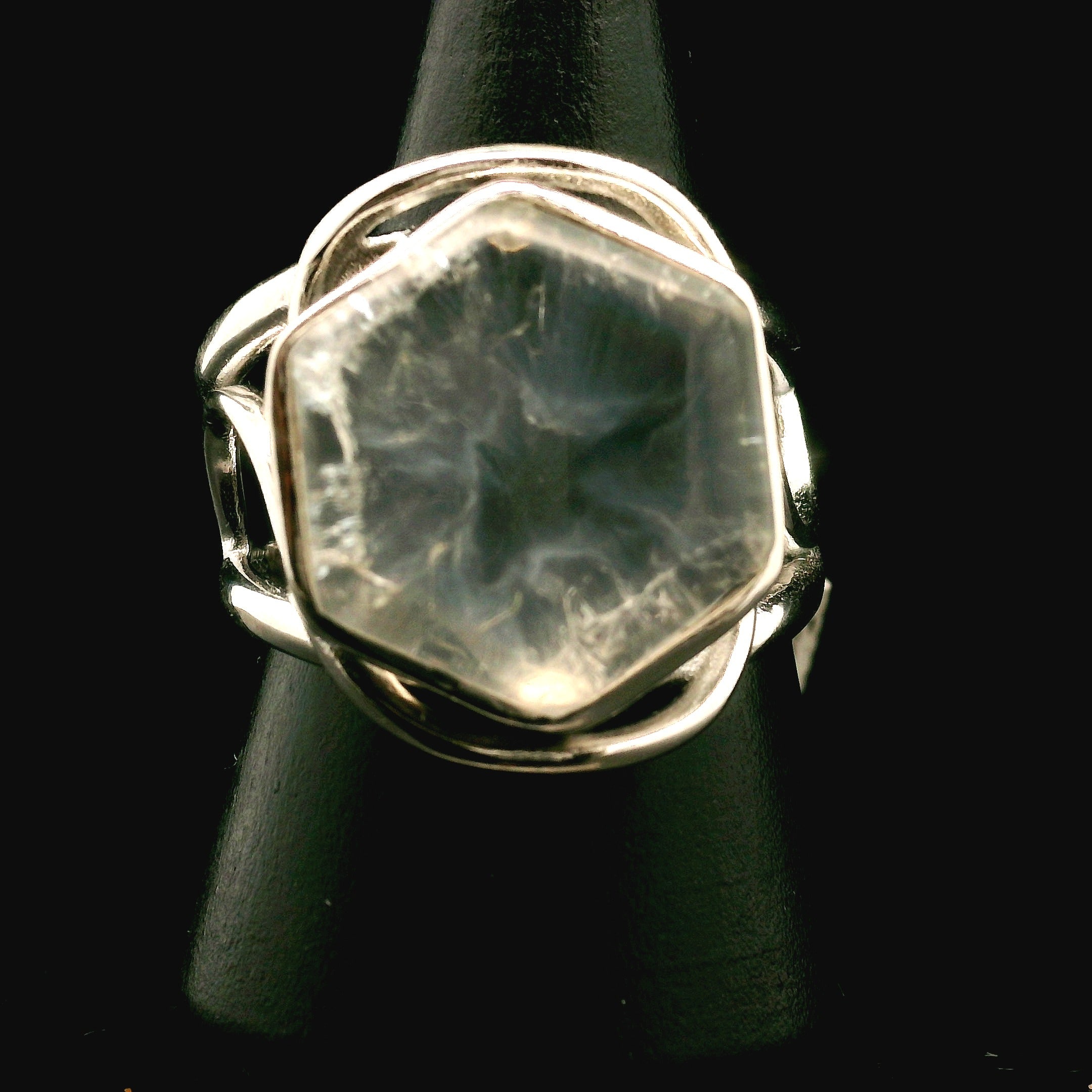 Clear Quartz Tripache Cuff Ring .925 Sterling Silver for Manifesting, Setting Intentions and Healing