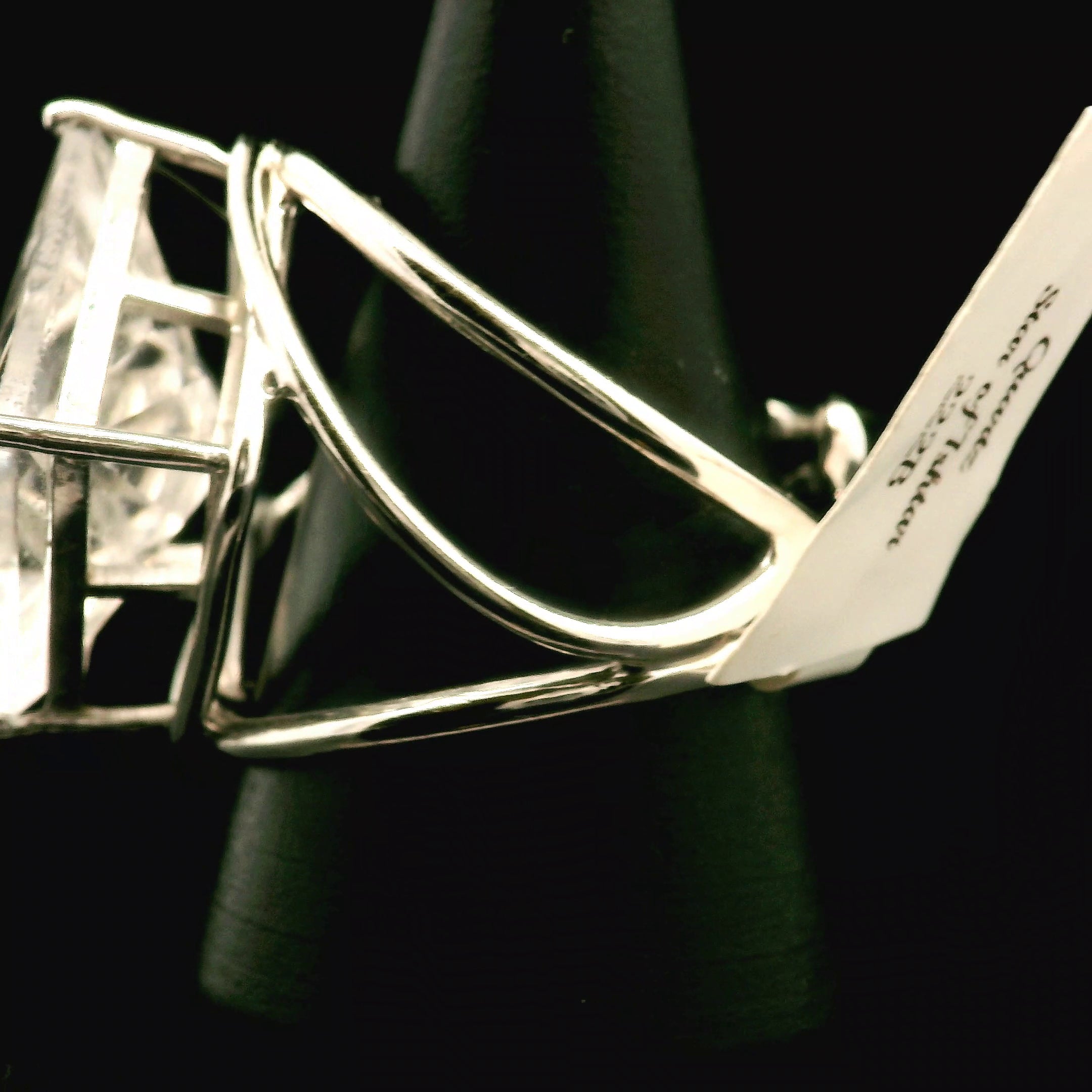 Clear Quartz Eye of Rick Cuff Ring .925 Sterling Silver for Manifesting, Setting Intentions and Healing