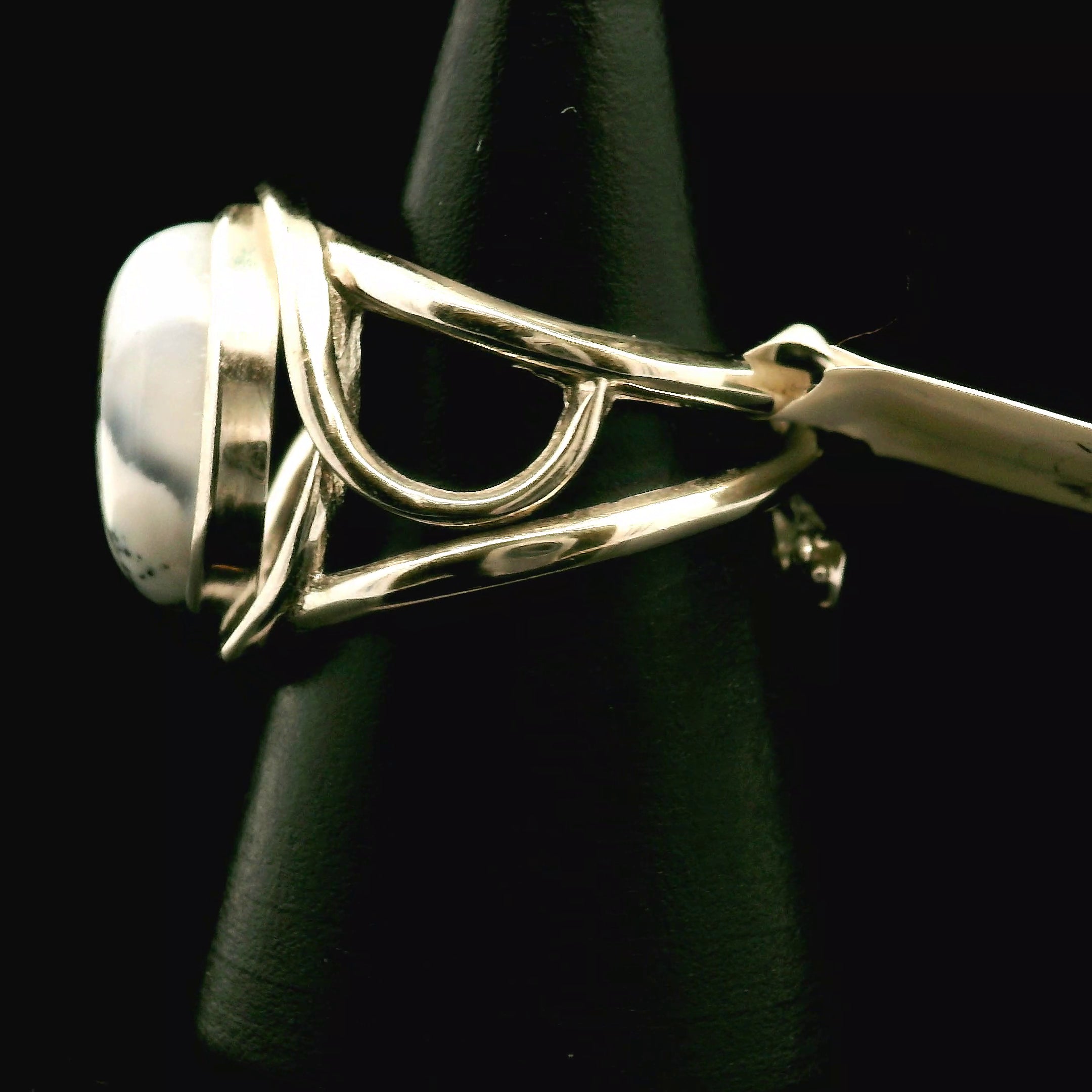 Dendritic Opal Cuff Ring .925 Sterling Silver for Inspiration and Spiritual Communication