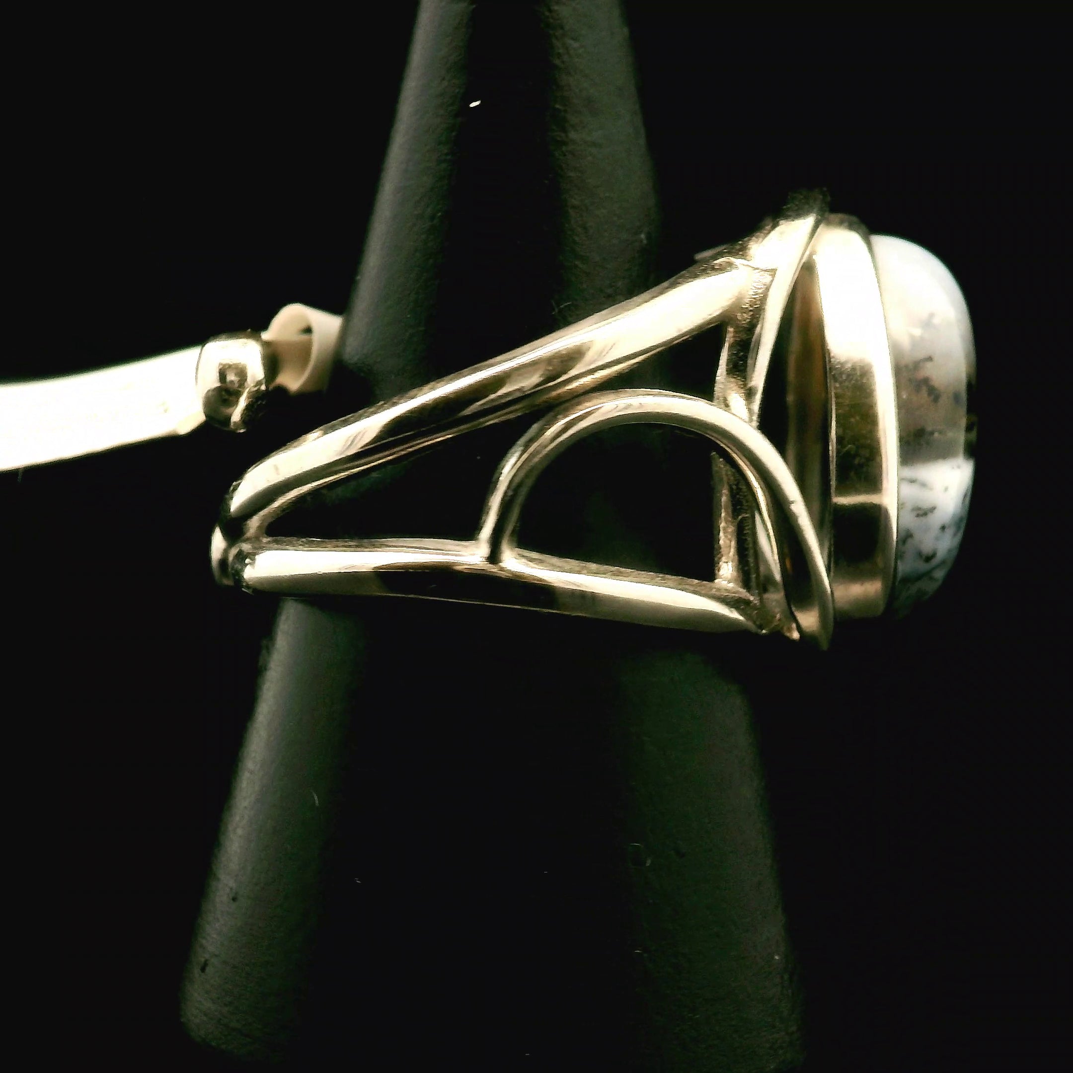 Dendritic Opal Cuff Ring .925 Sterling Silver for Inspiration and Spiritual Communication