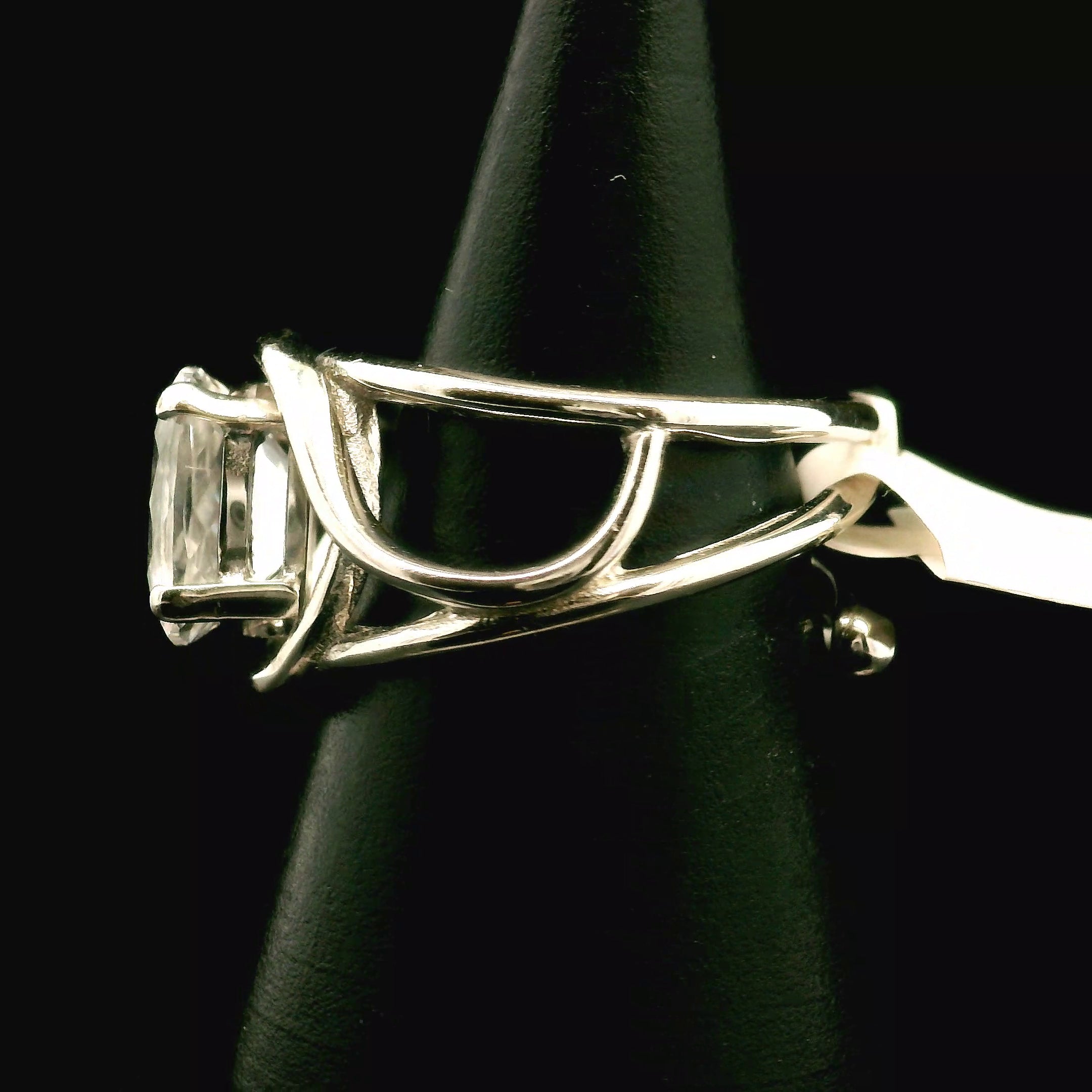 Pollucite Cuff Ring 925 Silver for Good Luck, Protection and Connection to Source